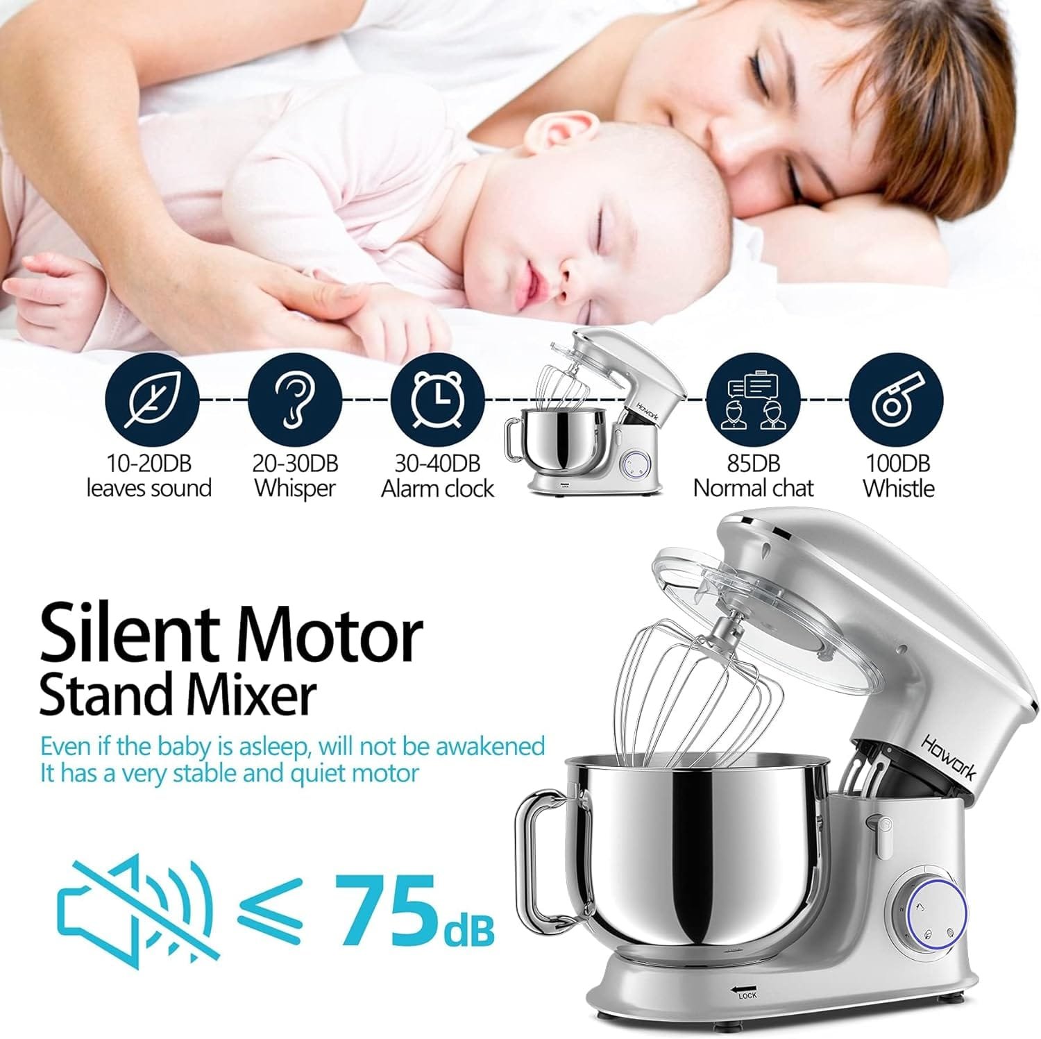 HOWORK 8.5QT Stand Mixer, 660W 6+P Speed Tilt-Head, Electric Kitchen Mixer With Dishwasher-Safe Dough Hook, Beater, Wire Whip Pouring Shield (8.5 QT, Black) HOWORK 8.5QT Stand Mixer, 660W 6+P Speed Tilt-Head, Electric Kitchen Mixer With Dishwasher-Safe Dough Hook, Beater, Wire Whip Pouring Shield (8.5 QT, Black)