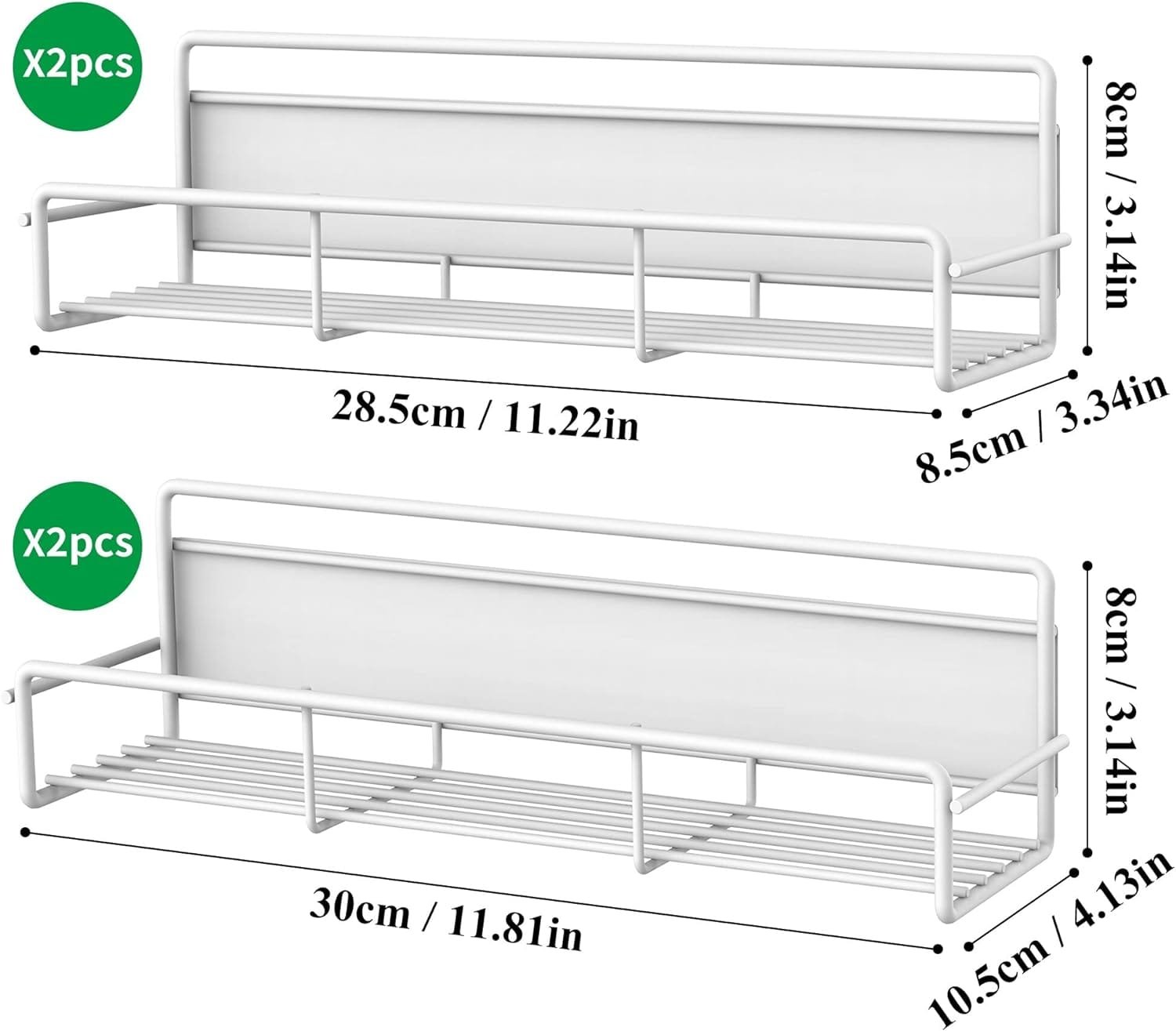 HuggieGems 4 Pack Magnetic Spice Rack Organizer for Refrigerator and Microwave Oven, Metal Fridge Shelf for Kitchen, Black