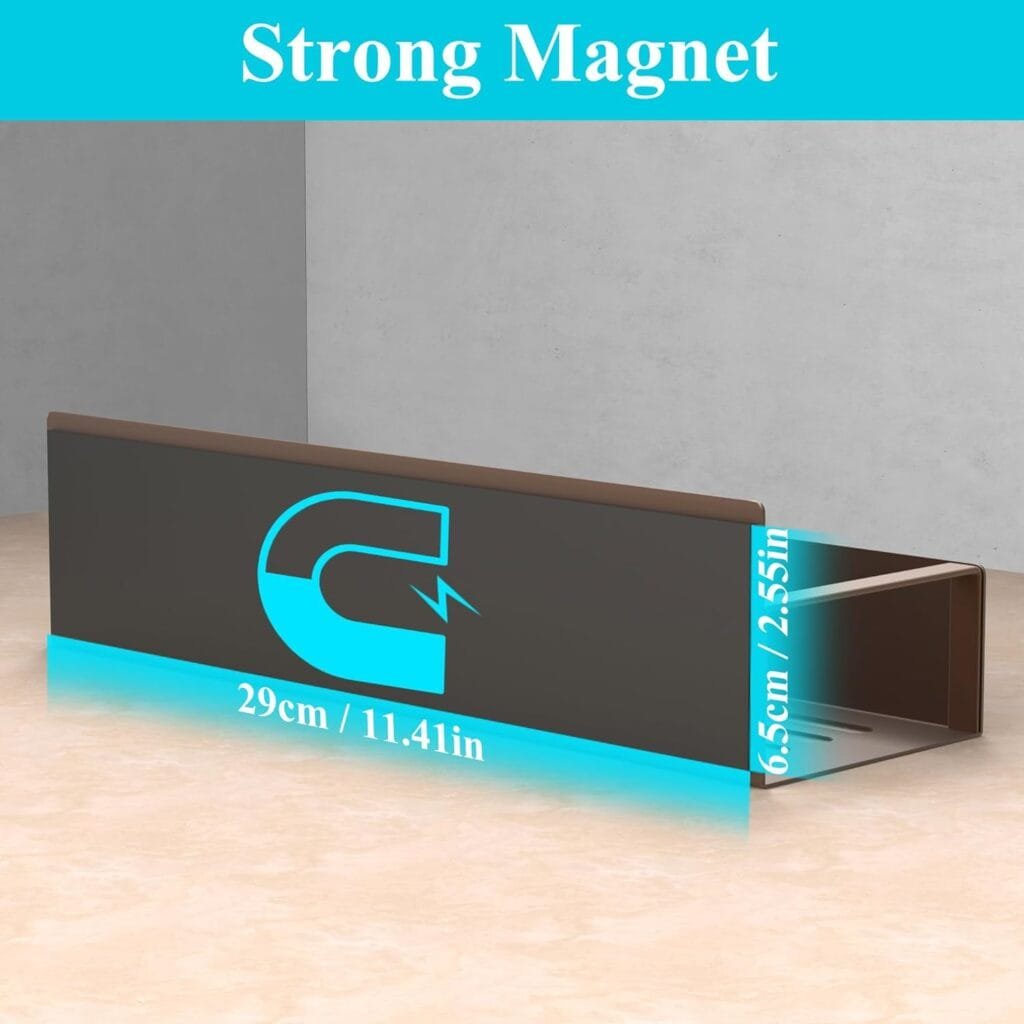 HuggieGems 4 Pack Magnetic Spice Storage Rack Organizer for Refrigerator and Oven, Black Fridge Organizers and Storage