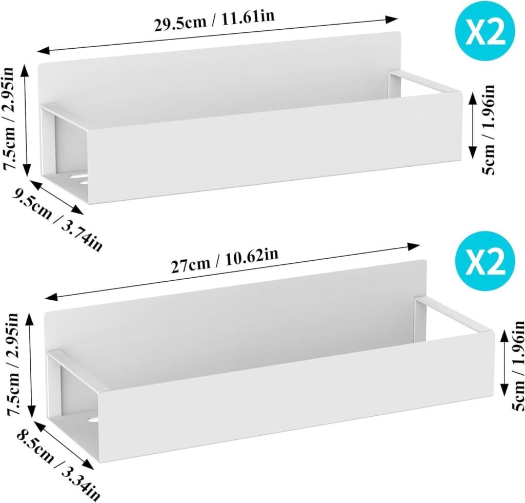 HuggieGems 4 Pack Magnetic Spice Storage Rack Organizer for Refrigerator and Oven, Black Fridge Organizers and Storage