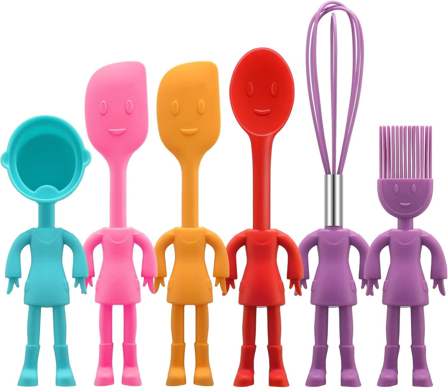 Human Shaped Kitchen Utensils Set 6 Piece Non Stick Heat Resistant Baking Tools Kitchen Gadgets Silicone Cute Utensils with Comfortable Grip Handle, Dishwasher Easy Clean and Stand up Kitchenware Human Shaped Kitchen Utensils Set 6 Piece Non Stick Heat Resistant Baking Tools Kitchen Gadgets Silicone Cute Utensils with Comfortable Grip Handle, Dishwasher Easy Clean and Stand up Kitchenware