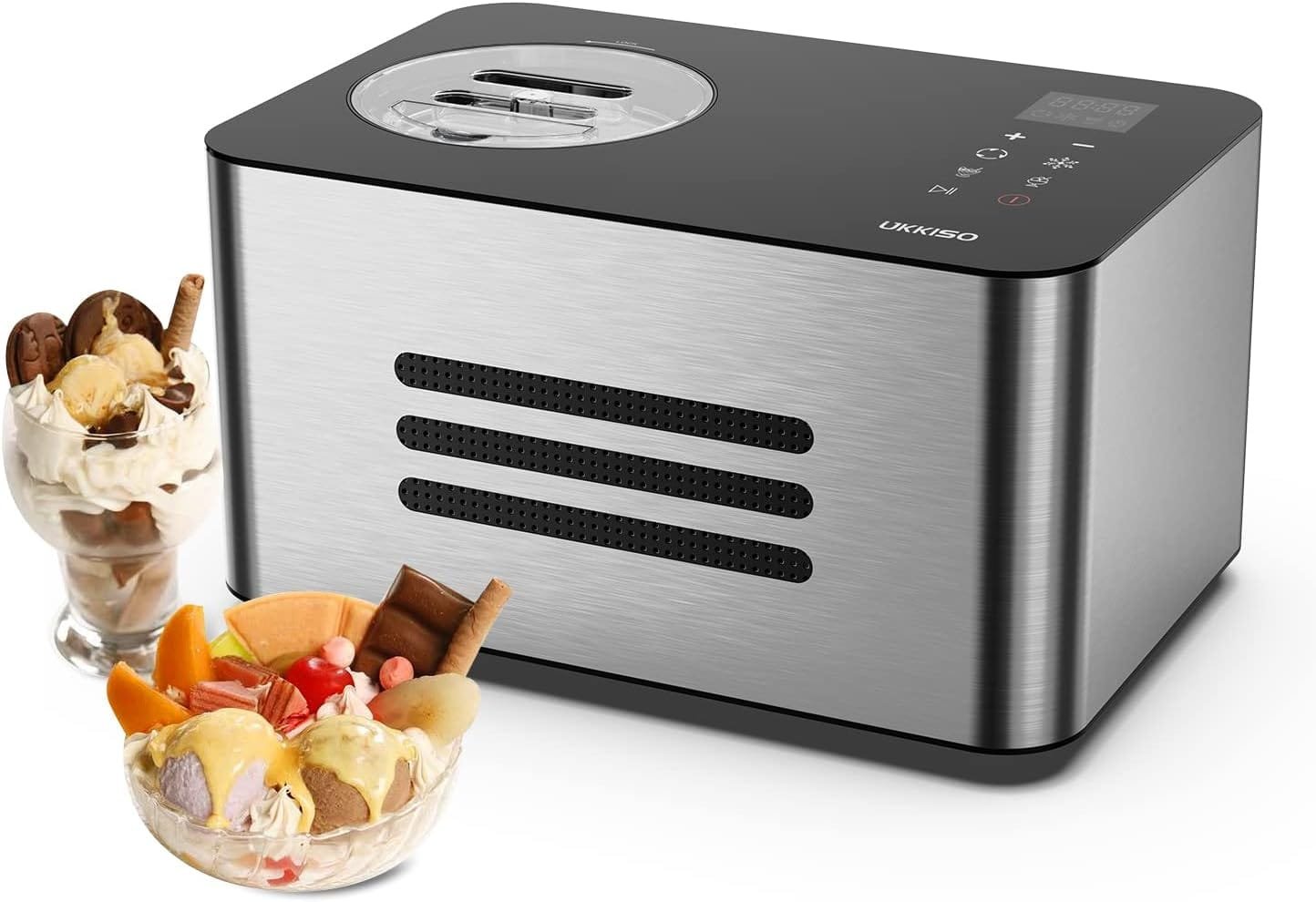 Ice Cream Maker for Home: 1.5 Quart Automatic Ice Cream Maker Machine with 4 Operation Mode, Stainless Steel Homemade Soft Serve Ice Cream Machine with Compressor for Kids, Home, Holiday Ice Cream Maker for Home: 1.5 Quart Automatic Ice Cream Maker Machine with 4 Operation Mode, Stainless Steel Homemade Soft Serve Ice Cream Machine with Compressor for Kids, Home, Holiday