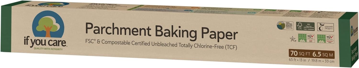 If You Care Parchment Baking Paper Sheets,Roll 70 Sq Ft Roll, Unbleached, Chlorine Free, Greaseproof, Silicone Coated, Standard Size, Fits 13 Inch Pans