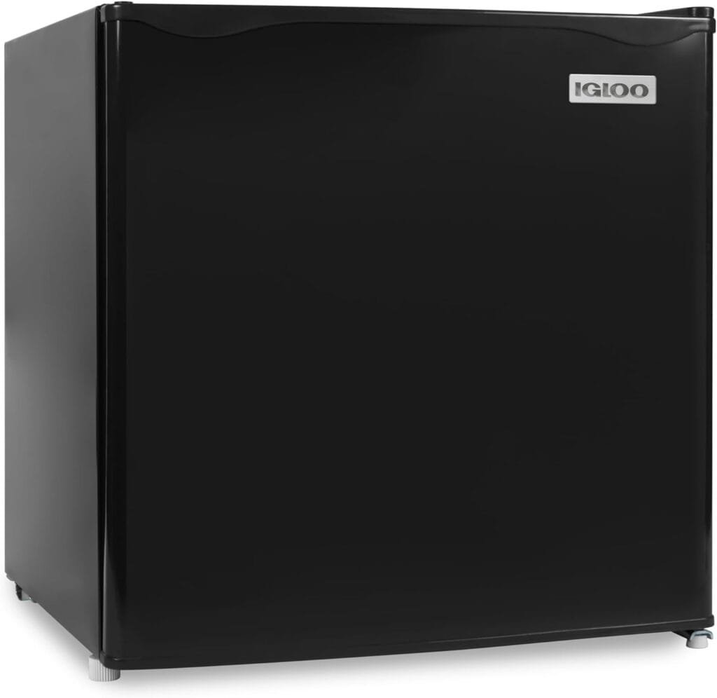 Igloo IRF32BK6A 3.2 Cu.Ft. Single Door Compact Refrigerator with Freezer, Slide Out Glass Shelf, Perfect for Homes, Offices, Dorms Igloo IRF32BK6A 3.2 Cu.Ft. Single Door Compact Refrigerator with Freezer, Slide Out Glass Shelf, Perfect for Homes, Offices, Dorms