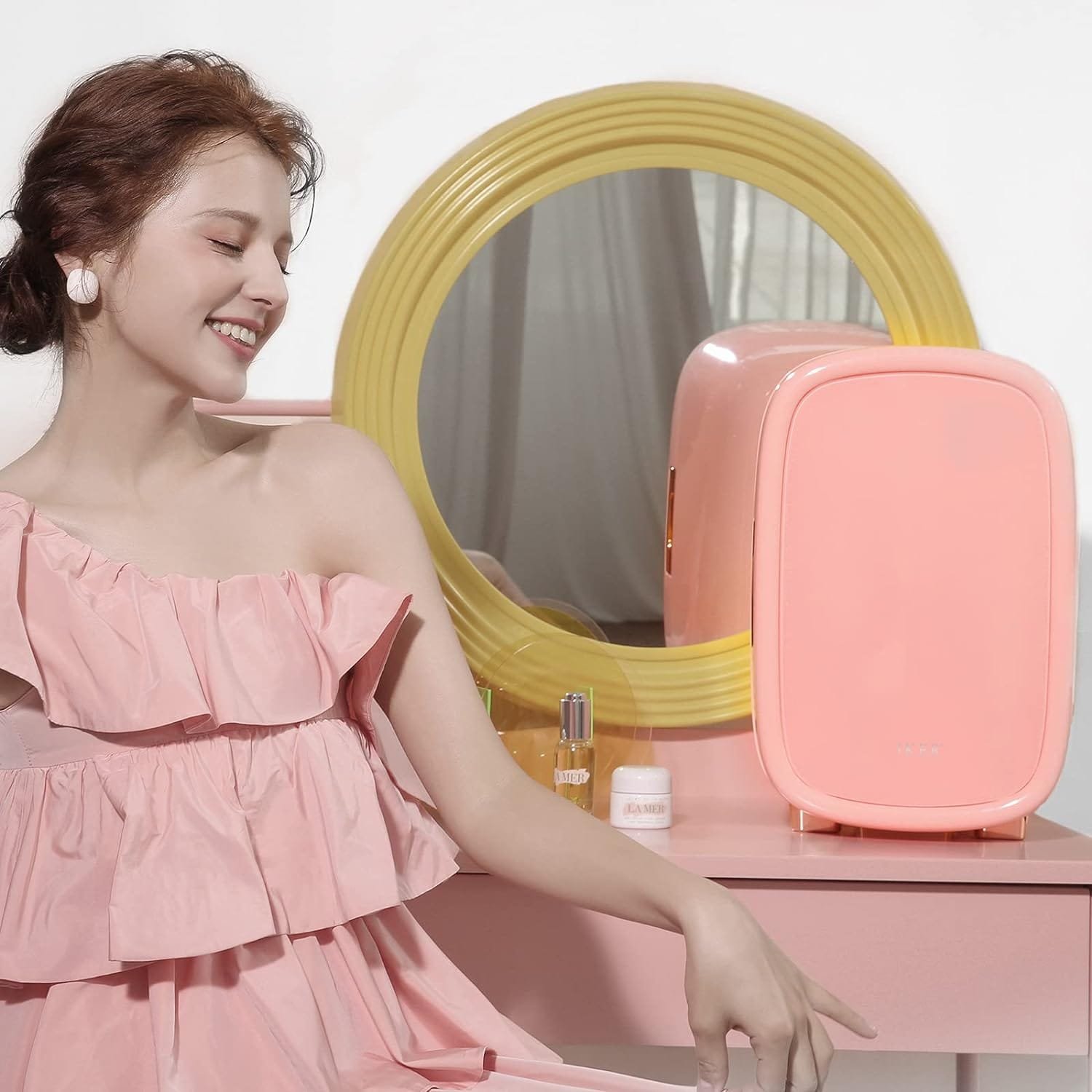 IKER 12L Mini Fridge for Skincare, Makeup - Portable Makeup Fridge for Bedroom, Office