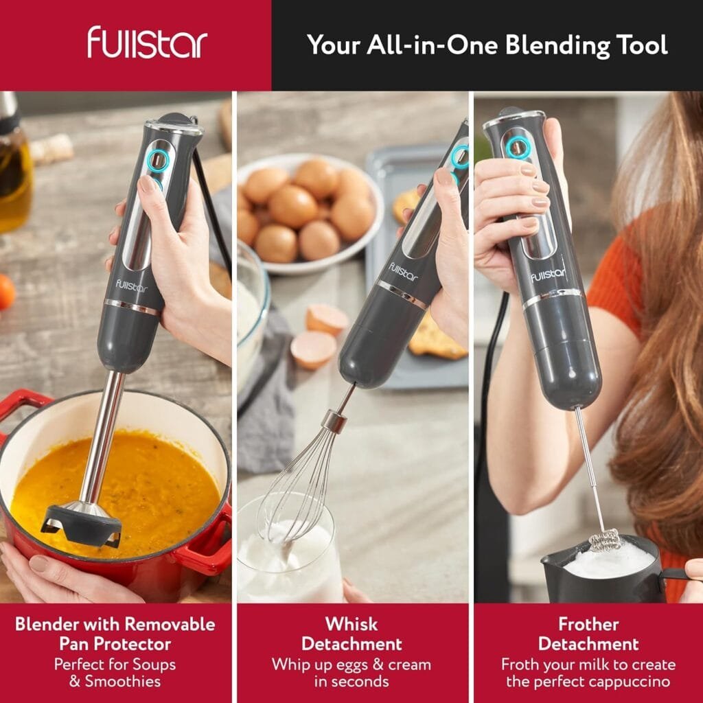 Immersion Blender, Hand Blender Electric, 3-in-1 Immersion Blender Handheld, 9-Speed, 500W Handheld Blender - Hand Blenders Immersion, Hand Mixer Electric Blenders for Kitchen, Smoothie Blender