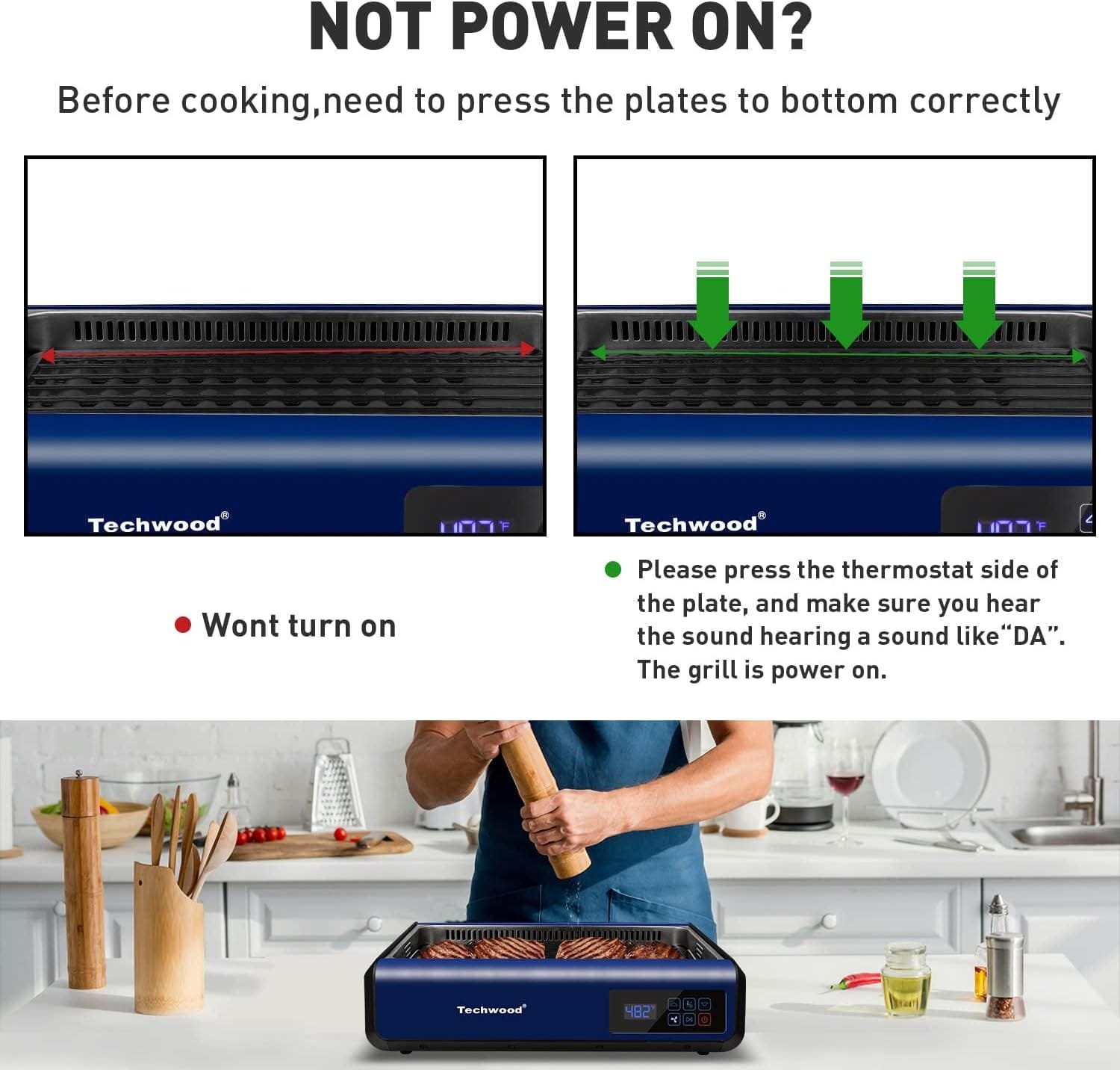 Indoor Smokeless Grill, Techwood 1500W Electric Indoor Grill with Tempered Glass Lid, Portable Non-stick BBQ Korean Grill, Turbo Smoke Extractor Technology, Drip Tray Double Removable Plate, Black