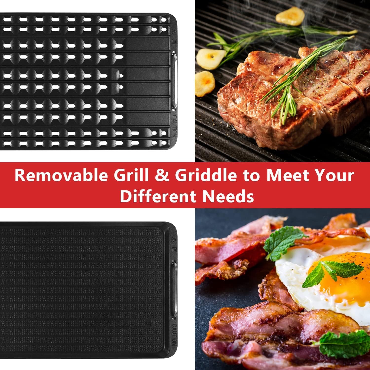 Indoor Smokeless Grill, Techwood 1500W Electric Indoor Grill with Tempered Glass Lid, Portable Non-stick BBQ Korean Grill, Turbo Smoke Extractor Technology, Drip Tray Double Removable Plate, Black