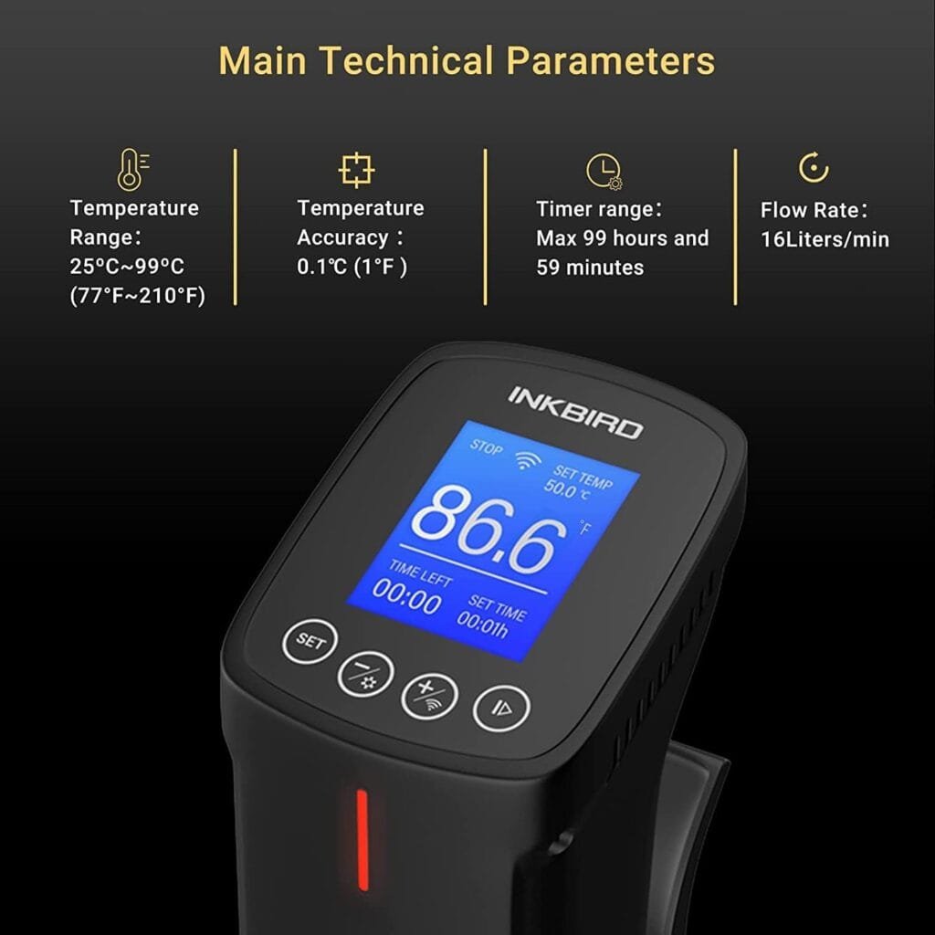 Inkbird WIFI Sous Vide Machine ISV-100W| 1000W Sous-Vide Cooker Immersion Circulator with 14 Preset Recipes on APP and Thermal Immersion, Fast-Heating with Timer (ISV-100W+Case Bag) Inkbird WIFI Sous Vide Machine ISV-100W| 1000W Sous-Vide Cooker Immersion Circulator with 14 Preset Recipes on APP and Thermal Immersion, Fast-Heating with Timer (ISV-100W+Case Bag)