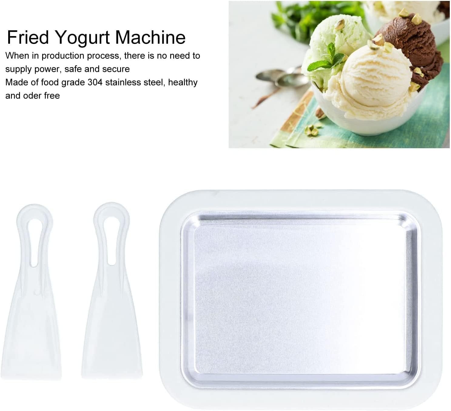 Instant Ice Cream Maker,Rolled Ice Cream Maker, Soft Serve Ice Cream maker,Perfect for Frozen Yogurt, and More! Food grade stainless steel ice cream roll machine for home us.