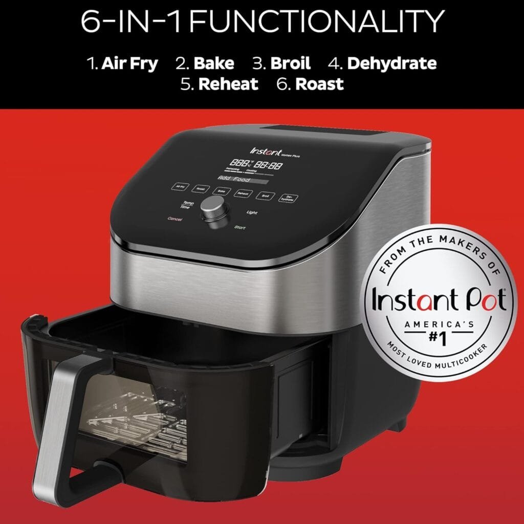 Instant Vortex Pro 10QT ClearCook Air Fryer, Clear Windows, Custom Programming, 9-in-1 Functions, Crisp, Broil, Toast, Roast, Dehydrate, Bake, Proof, Rotesserie, from the Makers of Instant Pot