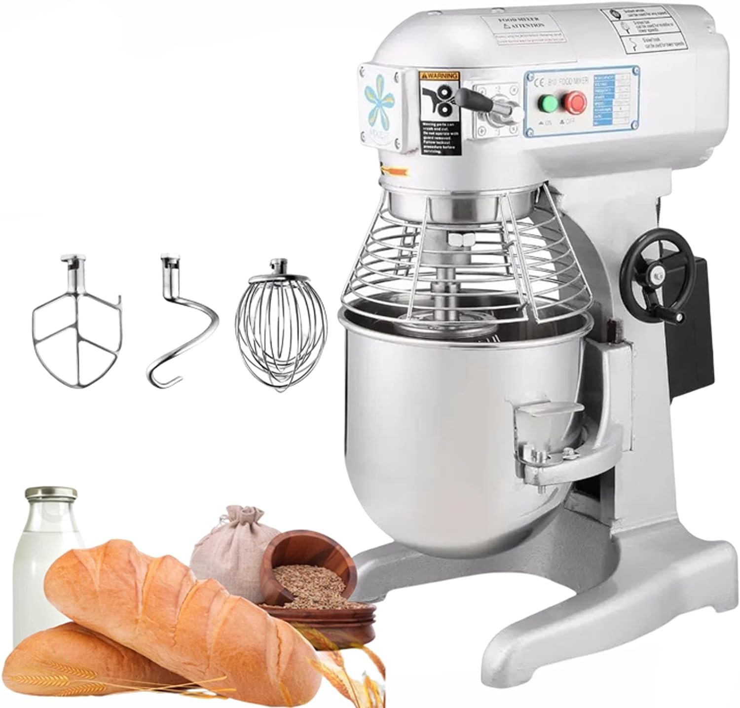 INTBUYING Commercial Food Mixer 11Qt Planetary Spiral Mixer Vertical Stand Mixer Dough Mixer 3 Speed Dough Kneading MachineFlour Mixer Machine Dough Maker Egg Milk Mixer For Bakery Restaurant 110V