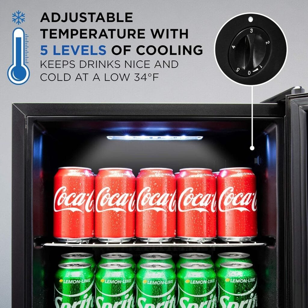 Ivation 101 Can Beverage Refrigerator | Freestanding Ultra Cool Mini Drink Fridge | Beer, Cocktails, Soda, Juice Cooler for Home  Office | Reversible Glass Door  Adjustable Shelving, Stainless Steel Ivation 101 Can Beverage Refrigerator | Freestanding Ultra Cool Mini Drink Fridge | Beer, Cocktails, Soda, Juice Cooler for Home  Office | Reversible Glass Door  Adjustable Shelving, Stainless Steel