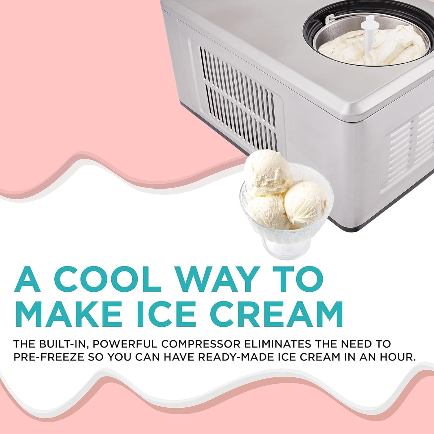 Ivation Automatic Ice Cream Maker Machine, No Pre-freezing Necessary with Built-in Compressor, Stainless Steel Gelato  Yogurt Machine, LCD Touchscreen Control, 2 Qt Ivation Automatic Ice Cream Maker Machine, No Pre-freezing Necessary with Built-in Compressor, Stainless Steel Gelato  Yogurt Machine, LCD Touchscreen Control, 2 Qt