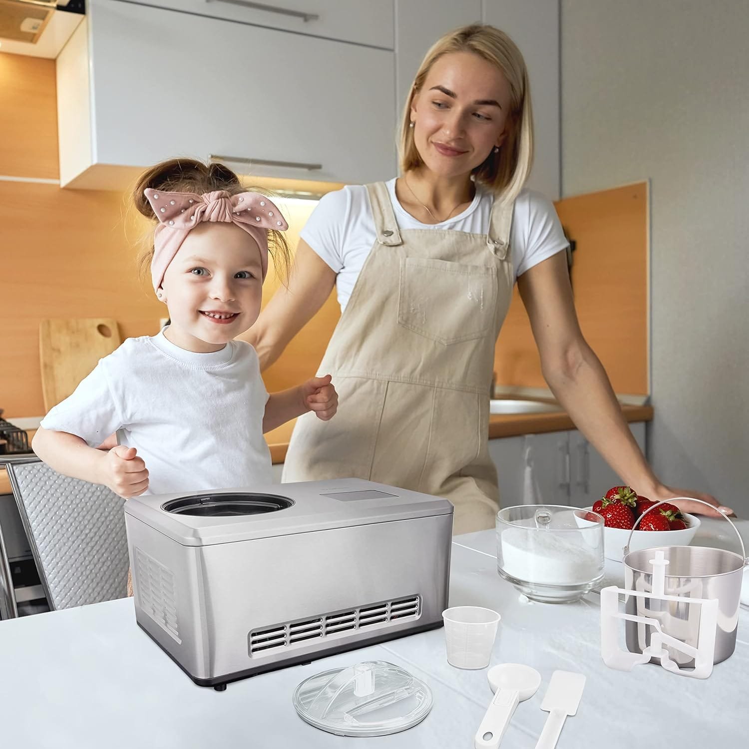 Ivation Automatic Ice Cream Maker Machine, No Pre-freezing Necessary with Built-in Compressor, Stainless Steel Gelato  Yogurt Machine, LCD Touchscreen Control, 2 Qt Ivation Automatic Ice Cream Maker Machine, No Pre-freezing Necessary with Built-in Compressor, Stainless Steel Gelato  Yogurt Machine, LCD Touchscreen Control, 2 Qt