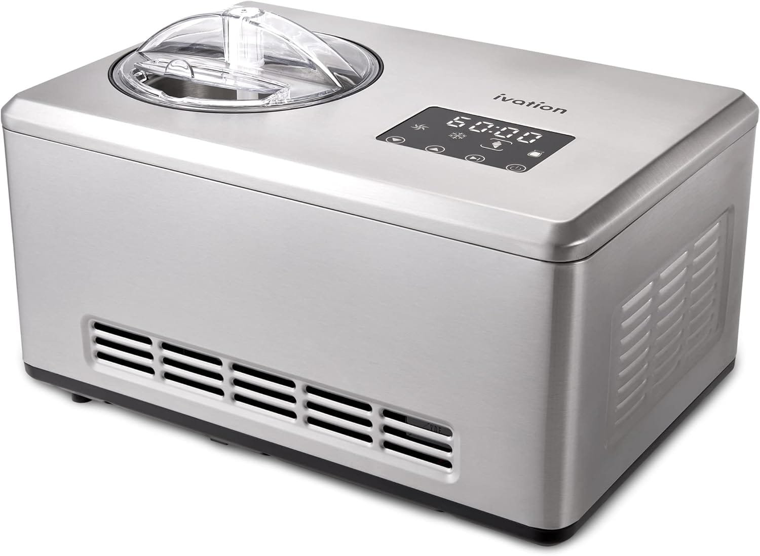 Ivation Automatic Ice Cream Maker Machine, No Pre-freezing Necessary with Built-in Compressor, Stainless Steel Gelato  Yogurt Machine, LCD Touchscreen Control, 2 Qt Ivation Automatic Ice Cream Maker Machine, No Pre-freezing Necessary with Built-in Compressor, Stainless Steel Gelato  Yogurt Machine, LCD Touchscreen Control, 2 Qt
