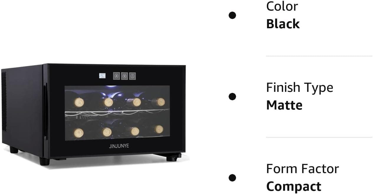 JINJUNYE Wine Cooler Refrigerator, 12 Bottle Wine Fridge Small, Countertop Wine Cooler with Digital Temperature Control, Mini Freestanding Wine Cellars Glass Door for Home, Office JINJUNYE Wine Cooler Refrigerator, 12 Bottle Wine Fridge Small, Countertop Wine Cooler with Digital Temperature Control, Mini Freestanding Wine Cellars Glass Door for Home, Office