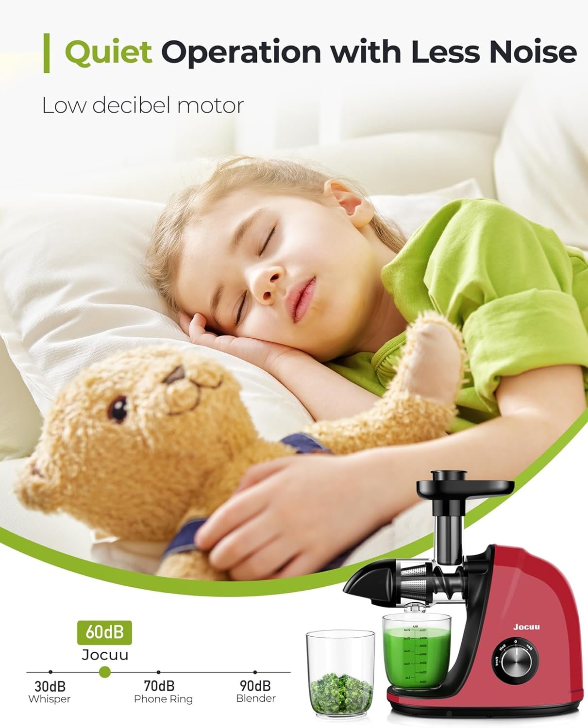 Jocuu Slow Masticating Juicer with Soft/Hard Modes Easy to Clean Quiet Motor  Reverse Function, Cold Press Juicer for Fruit  Vegetable, 90% Juice Yield, with Brush  Recipes (Grey)