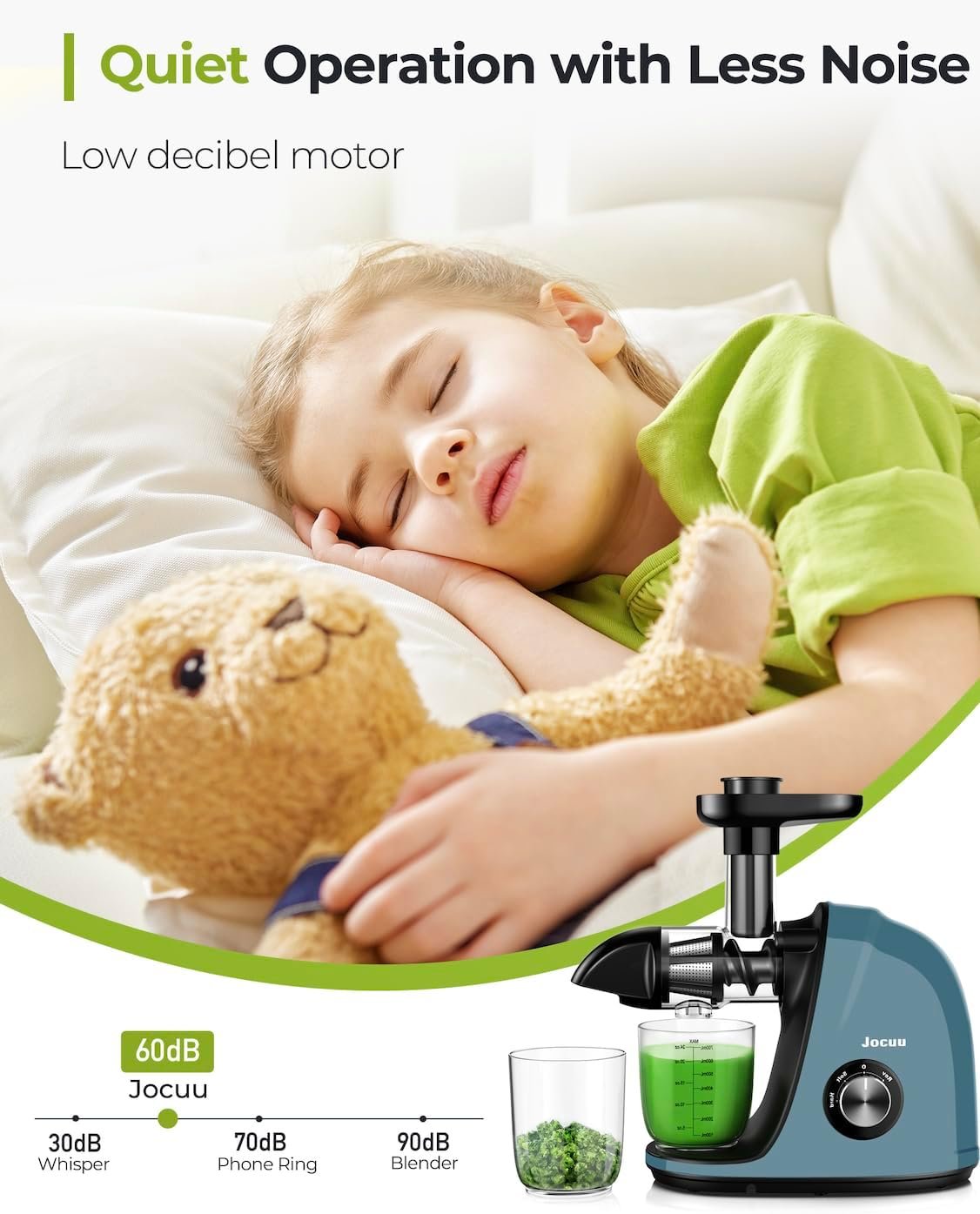 Jocuu Slow Masticating Juicer with Soft/Hard Modes Easy to Clean Quiet Motor  Reverse Function, Cold Press Juicer for Fruit  Vegetable, 90% Juice Yield, with Brush  Recipes (Grey)