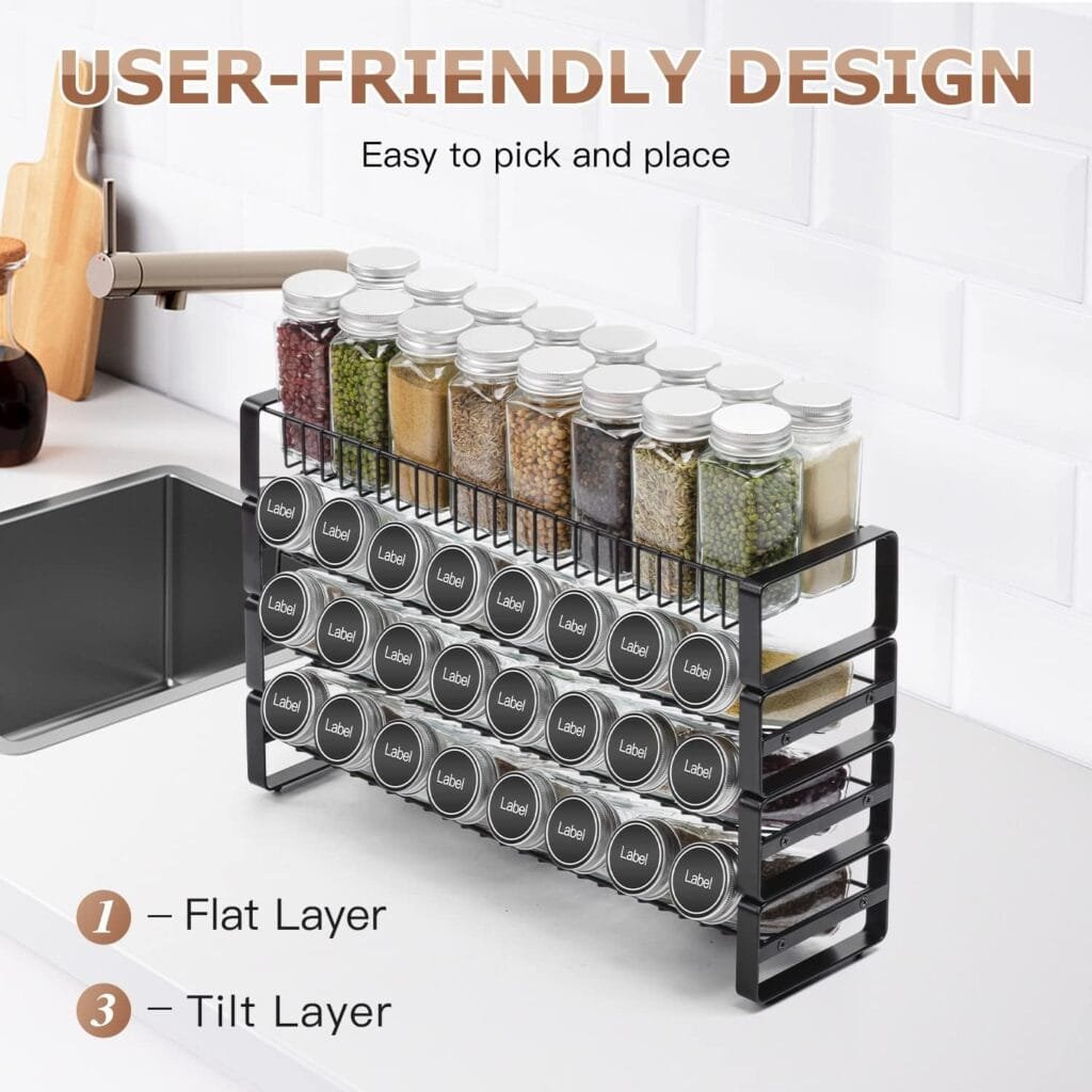 JONYJ 4 Tier Stackable Seasoning Rack Organizer, Detachable Countertop Spice Jar Rack for Cabinet, Freestanding , Black Frosted Iron Kitchen Counter Shelf JONYJ 4 Tier Stackable Seasoning Rack Organizer, Detachable Countertop Spice Jar Rack for Cabinet, Freestanding , Black Frosted Iron Kitchen Counter Shelf