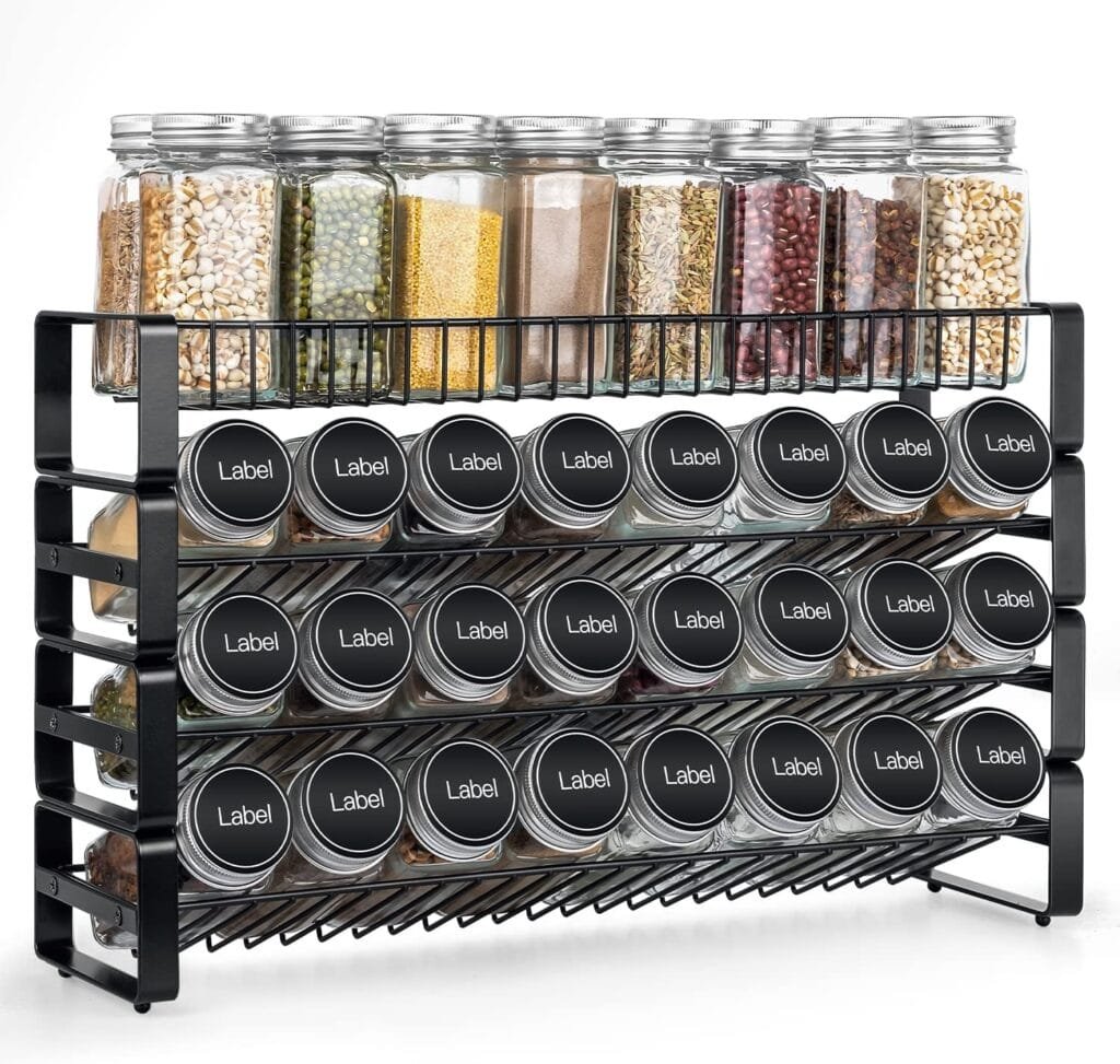 JONYJ 4 Tier Stackable Seasoning Rack Organizer, Detachable Countertop Spice Jar Rack for Cabinet, Freestanding , Black Frosted Iron Kitchen Counter Shelf JONYJ 4 Tier Stackable Seasoning Rack Organizer, Detachable Countertop Spice Jar Rack for Cabinet, Freestanding , Black Frosted Iron Kitchen Counter Shelf