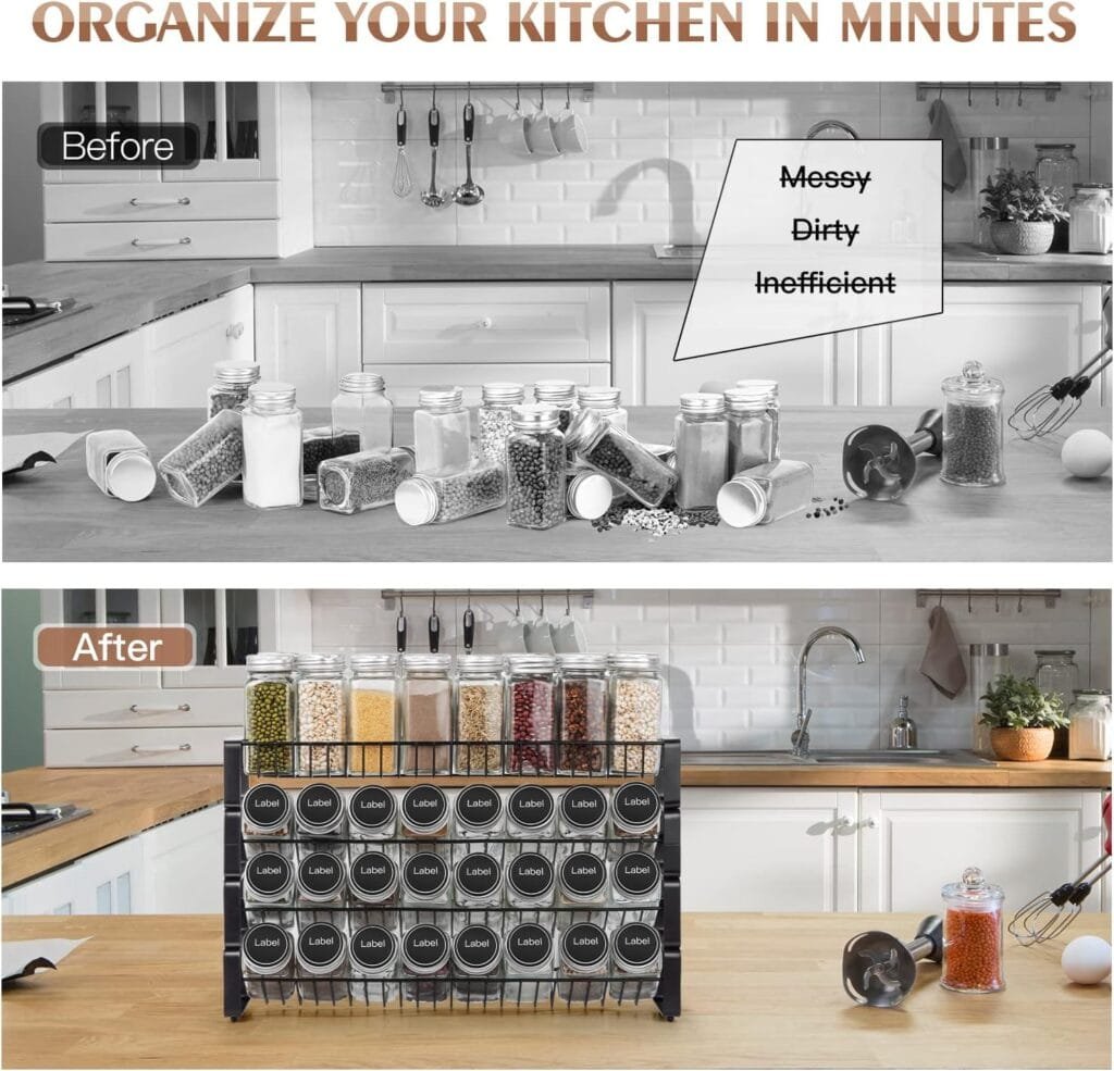 JONYJ 4 Tier Stackable Seasoning Rack Organizer, Detachable Countertop Spice Jar Rack for Cabinet, Freestanding , Black Frosted Iron Kitchen Counter Shelf JONYJ 4 Tier Stackable Seasoning Rack Organizer, Detachable Countertop Spice Jar Rack for Cabinet, Freestanding , Black Frosted Iron Kitchen Counter Shelf