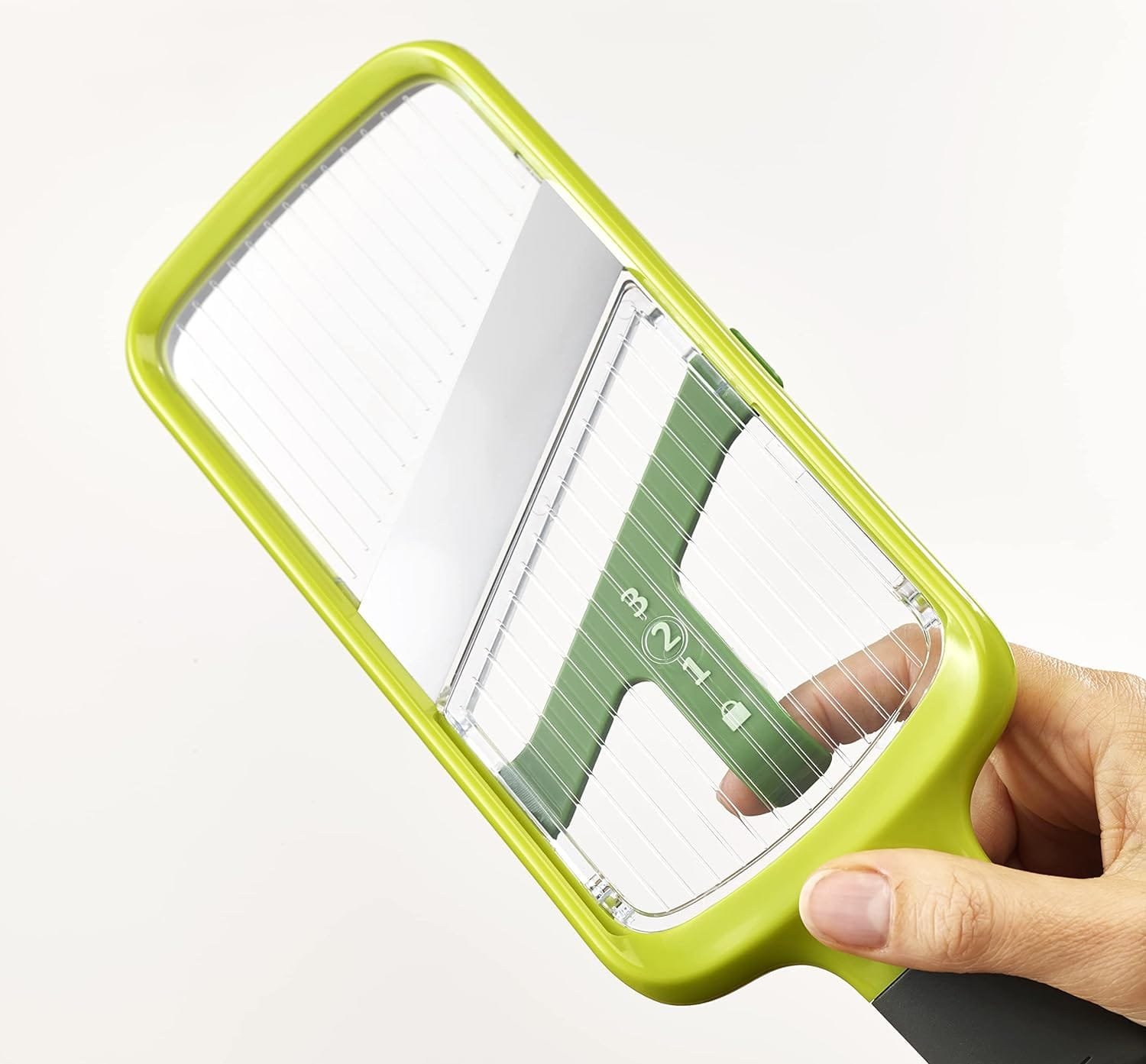 Joseph Joseph Multi Hand-held Mandoline Slicer with Food Grip and Adjustable Blades Dishwasher Safe, One-size, Green