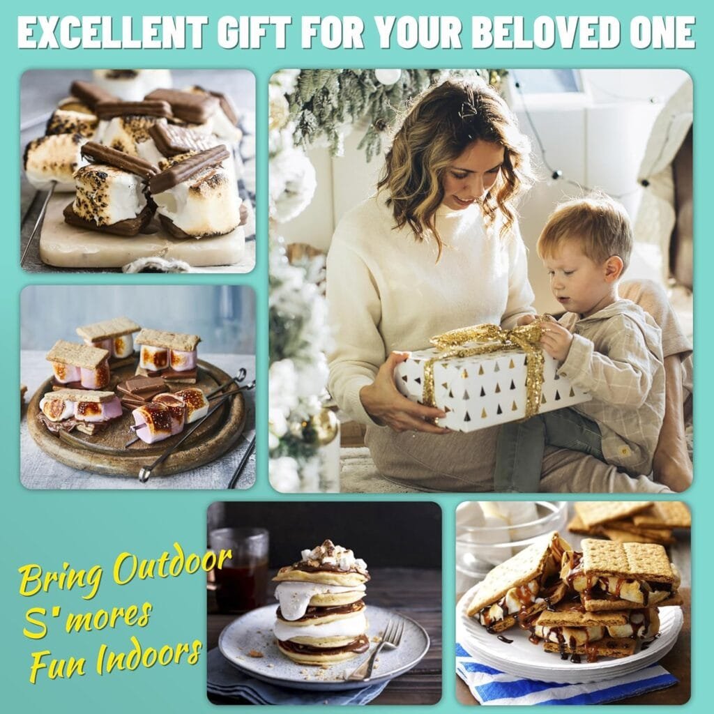 JoyMech Electric Smores Maker Tabletop Indoor, Marshmallow Roaster Machine, Includes 4 Forks, Excellent Gift for Adults and Kids in Holidays, Birthday Parties and Christmas (Grey)