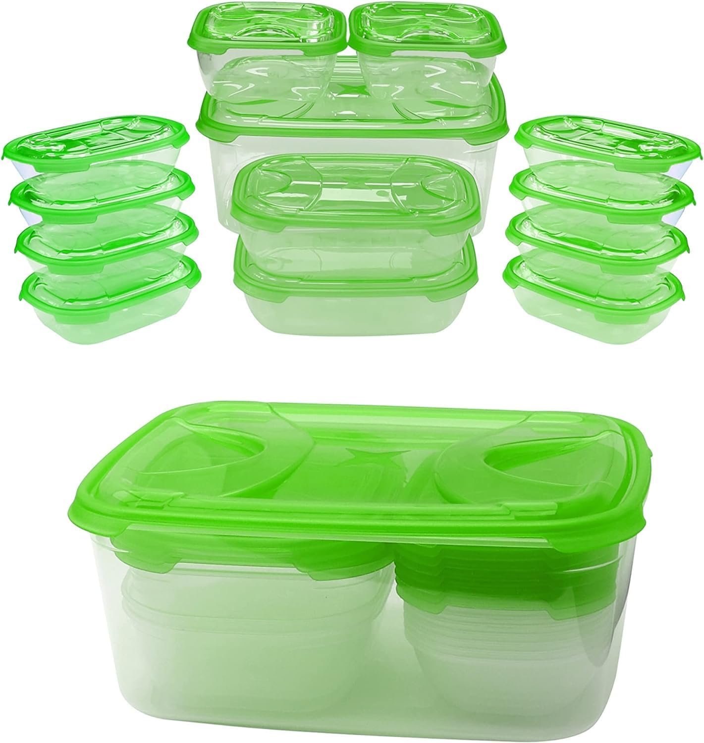 JRIMP Plastic Air Tights Food Storage Containers - Set of 13 Leak Proof Durable Plastic Containers - Microwave, Freezer and Dishwasher Safe - Green Colour Lids - Ideal for Cereal, Flour  Sugar JRIMP Plastic Air Tights Food Storage Containers - Set of 13 Leak Proof Durable Plastic Containers - Microwave, Freezer and Dishwasher Safe - Green Colour Lids - Ideal for Cereal, Flour  Sugar