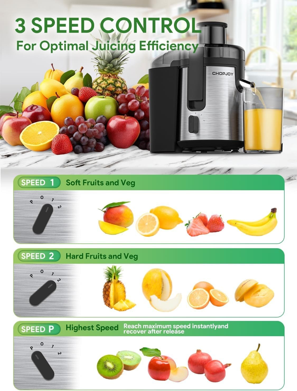 Juicer Machine, 500W Juicer for Fruit and Vegetable, Compact Centrifugal Juicer Extractor Juice Maker with 3-Speed Setting, Easy to Clean, Stainless Steel, BPA Free Juicer Machine, 500W Juicer for Fruit and Vegetable, Compact Centrifugal Juicer Extractor Juice Maker with 3-Speed Setting, Easy to Clean, Stainless Steel, BPA Free