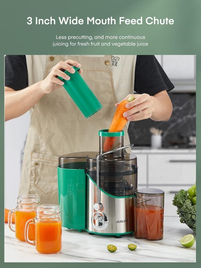 Juicer Machines, Juilist 3 Wide Mouth Juicer Extractor Max Power 800W, for Vegetable and Fruit with 3-Speed Setting, 400W Motor, Easy to Clean