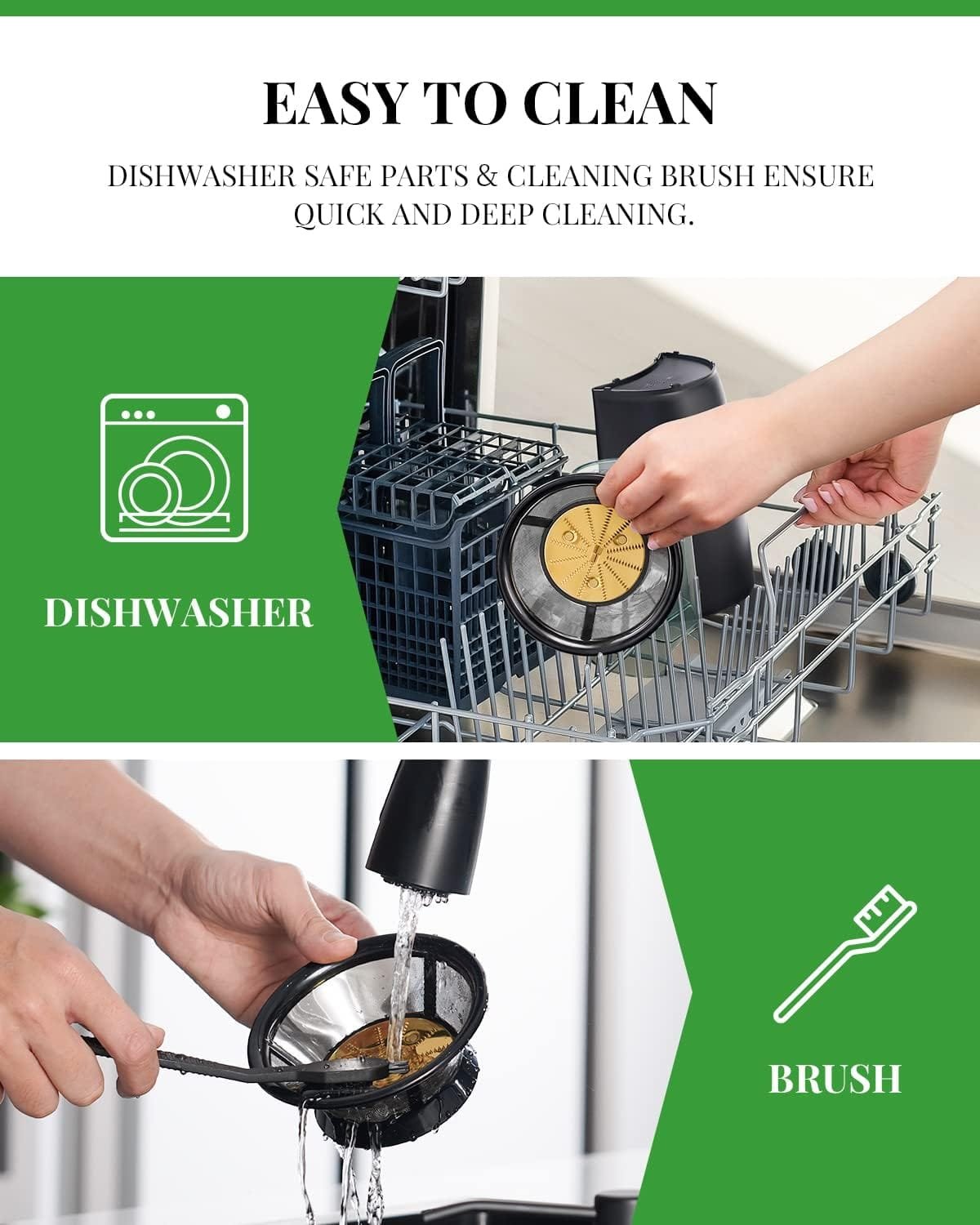 Juicer with Titanium Enhanced Cut Disc, GDOR Dual Speeds Centrifugal Extractor Machines with 2.5 Feed Chute, for Fruits and Veggies, Anti-Drip, Includes Cleaning Brush, BPA-Free, Black