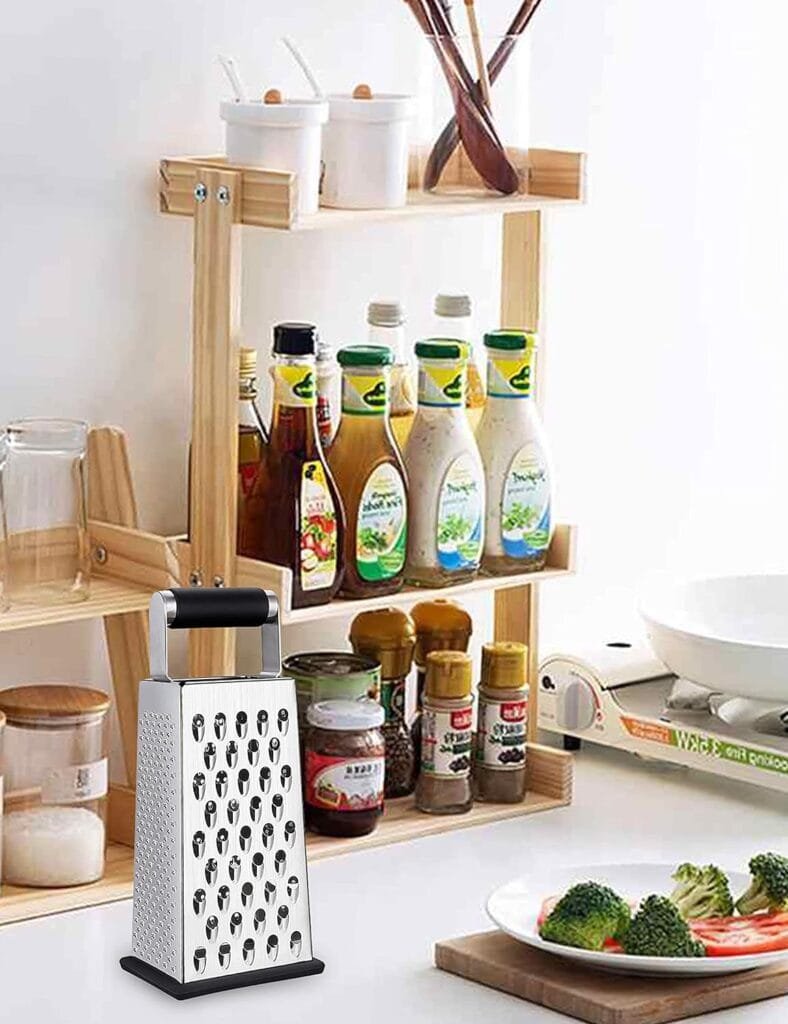 Kaishun Cheese Grater, Box Grater for Cheese Stainless steel Vegetable Slicer Food Shredder 4-sided Convenience Gadgets for kitchen Kaishun Cheese Grater, Box Grater for Cheese Stainless steel Vegetable Slicer Food Shredder 4-sided Convenience Gadgets for kitchen