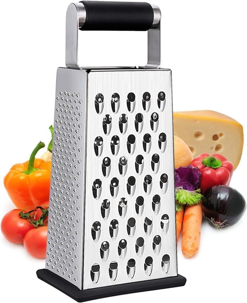 Kaishun Cheese Grater, Box Grater for Cheese Stainless steel Vegetable Slicer Food Shredder 4-sided Convenience Gadgets for kitchen Kaishun Cheese Grater, Box Grater for Cheese Stainless steel Vegetable Slicer Food Shredder 4-sided Convenience Gadgets for kitchen