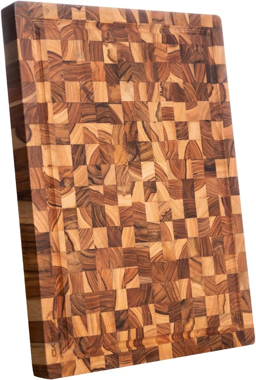 KAIYO Teak Wood Cutting Board in size 1,4 x 11,9 x 16,5 inches, Large Wood Cutting Board with Deep Juice Groove, Charcuterie Cheese Board, or Serving Trays KAIYO Teak Wood Cutting Board in size 1,4 x 11,9 x 16,5 inches, Large Wood Cutting Board with Deep Juice Groove, Charcuterie Cheese Board, or Serving Trays