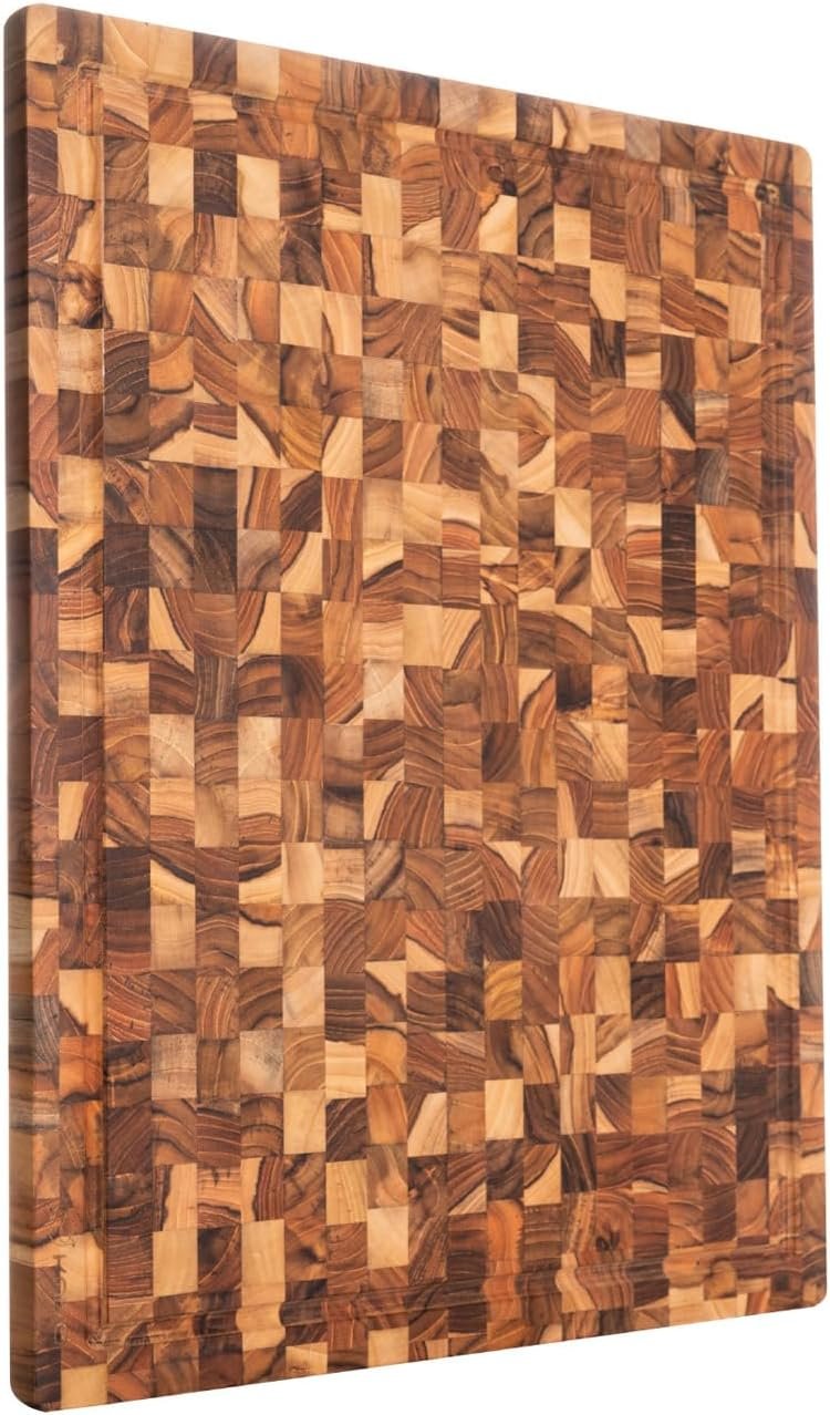 KAIYO Teak Wood Cutting Board in size 1,4 x 11,9 x 16,5 inches, Large Wood Cutting Board with Deep Juice Groove, Charcuterie Cheese Board, or Serving Trays KAIYO Teak Wood Cutting Board in size 1,4 x 11,9 x 16,5 inches, Large Wood Cutting Board with Deep Juice Groove, Charcuterie Cheese Board, or Serving Trays