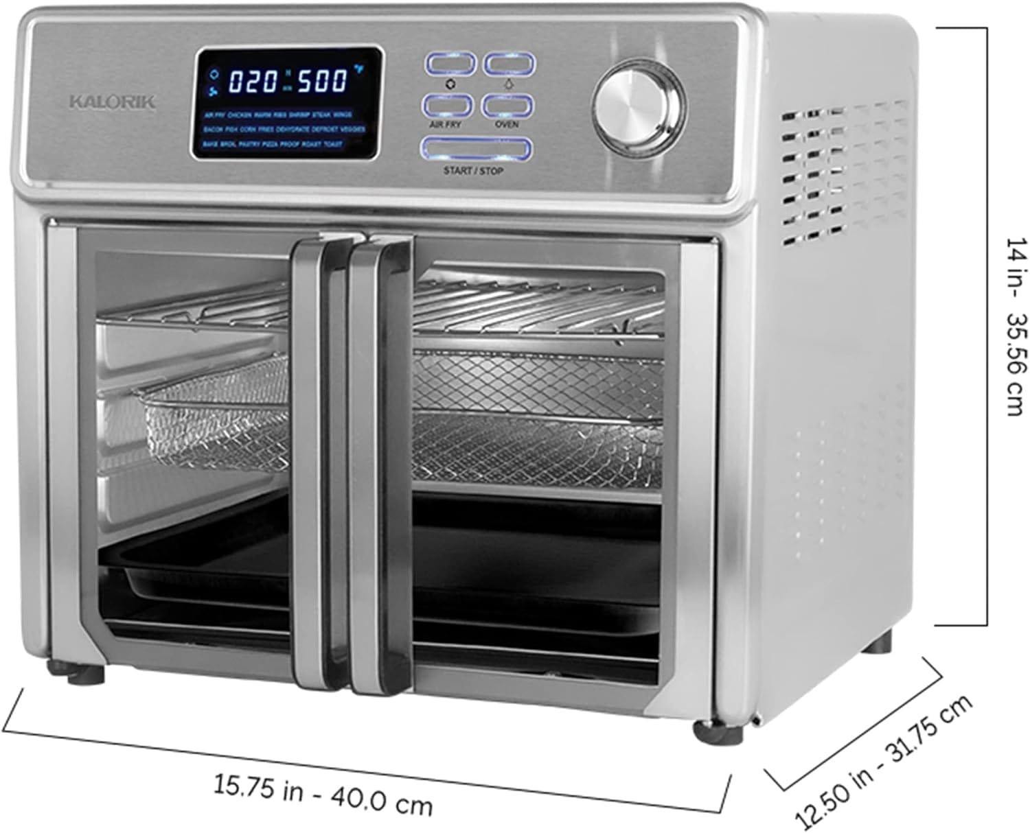 Kalorik MAXX® Digital Air Fryer Oven, 26 Quart, 10-in-1 Countertop Toaster Oven  Air Fryer Combo-21 Presets up to 500 degrees, Includes 9 Accessories  Cookbook
