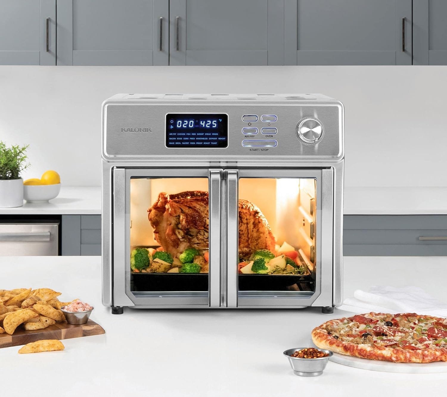 Kalorik MAXX® Digital Air Fryer Oven, 26 Quart, 10-in-1 Countertop Toaster Oven  Air Fryer Combo-21 Presets up to 500 degrees, Includes 9 Accessories  Cookbook
