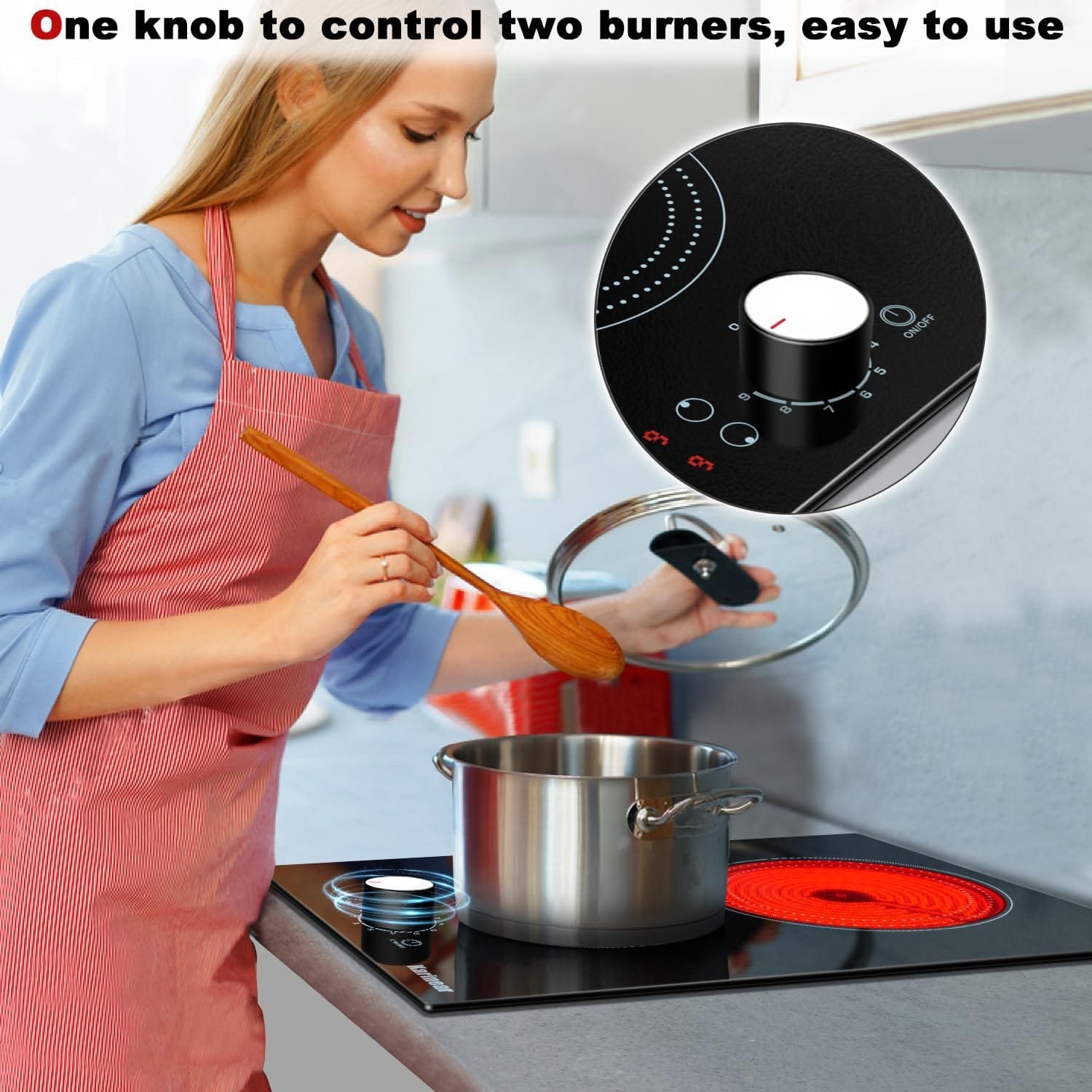 Karinear 24 Inch Electric Cooktop 4 Burners Electric Stove Top, 220-240v Built-in Electric Ceramic Cooktop with Knob Control,9 Power Levels, Black Glass,No Plug Karinear 24 Inch Electric Cooktop 4 Burners Electric Stove Top, 220-240v Built-in Electric Ceramic Cooktop with Knob Control,9 Power Levels, Black Glass,No Plug