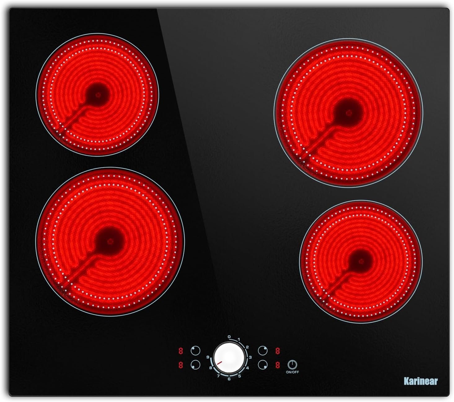 karinear-24-inch-electric-cooktop-4-burners-electric-stove-top-220-240v-built-in-electric-ceramic-cooktop-with-knob-cont - Cooking Appliance World