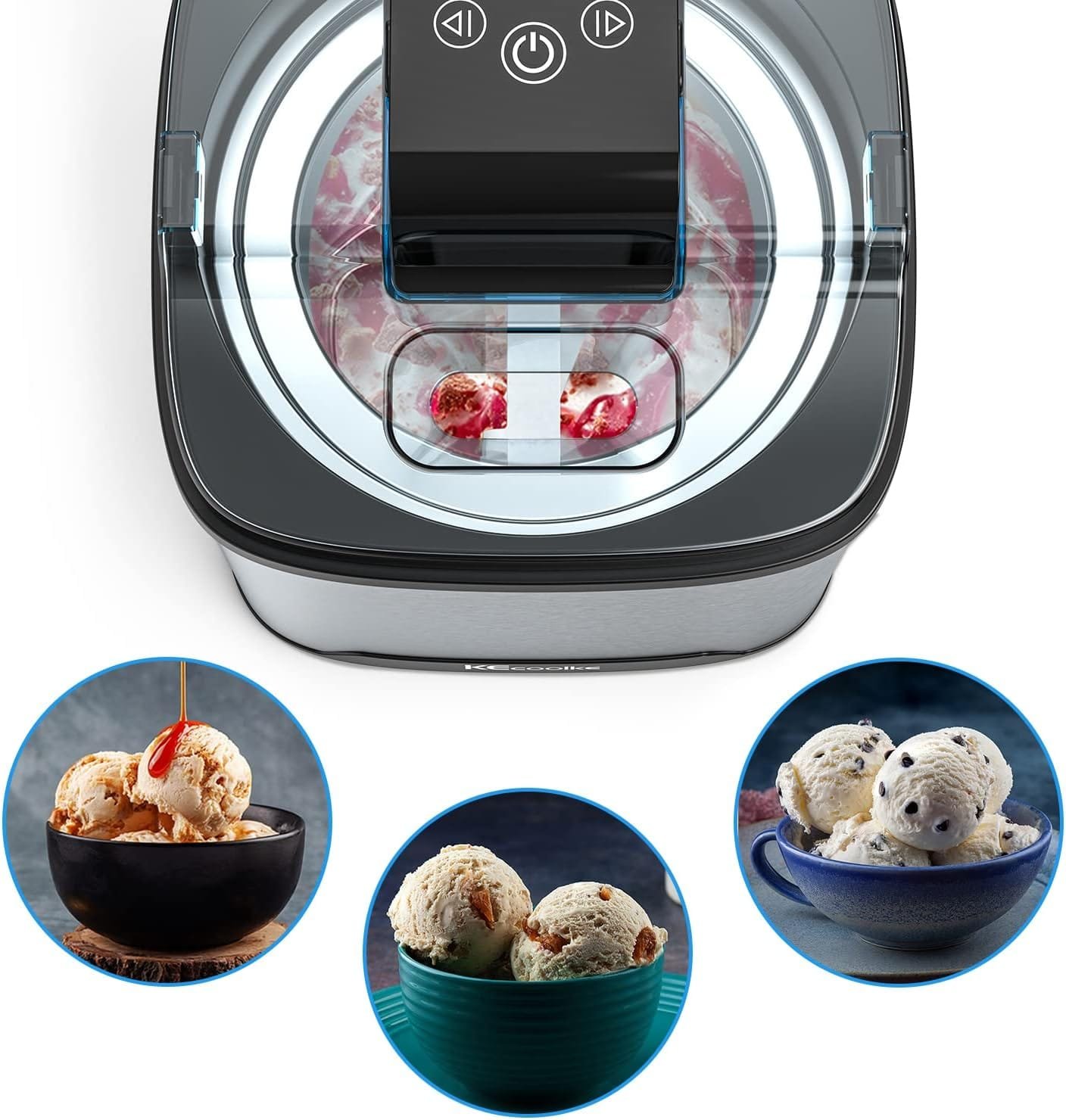 KECOOLKE Ice Cream Maker, Teacher Appreciation Gifts Electric Ice Cream Machine Countertop Fruit Soft Serve Homemade Large Capacity 2 Quart Frozen Yogurt Sorbet gelato