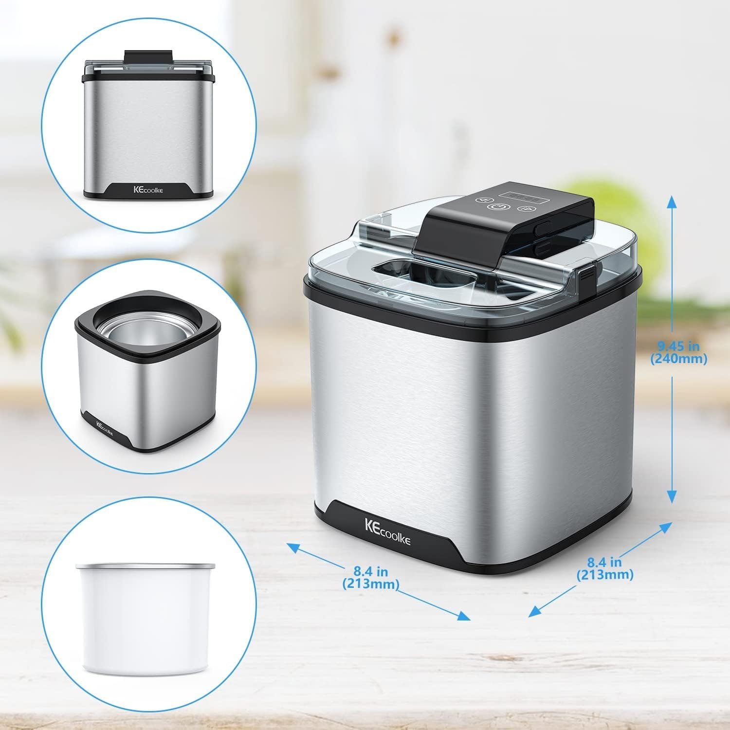 KECOOLKE Ice Cream Maker, Teacher Appreciation Gifts Electric Ice Cream Machine Countertop Fruit Soft Serve Homemade Large Capacity 2 Quart Frozen Yogurt Sorbet gelato