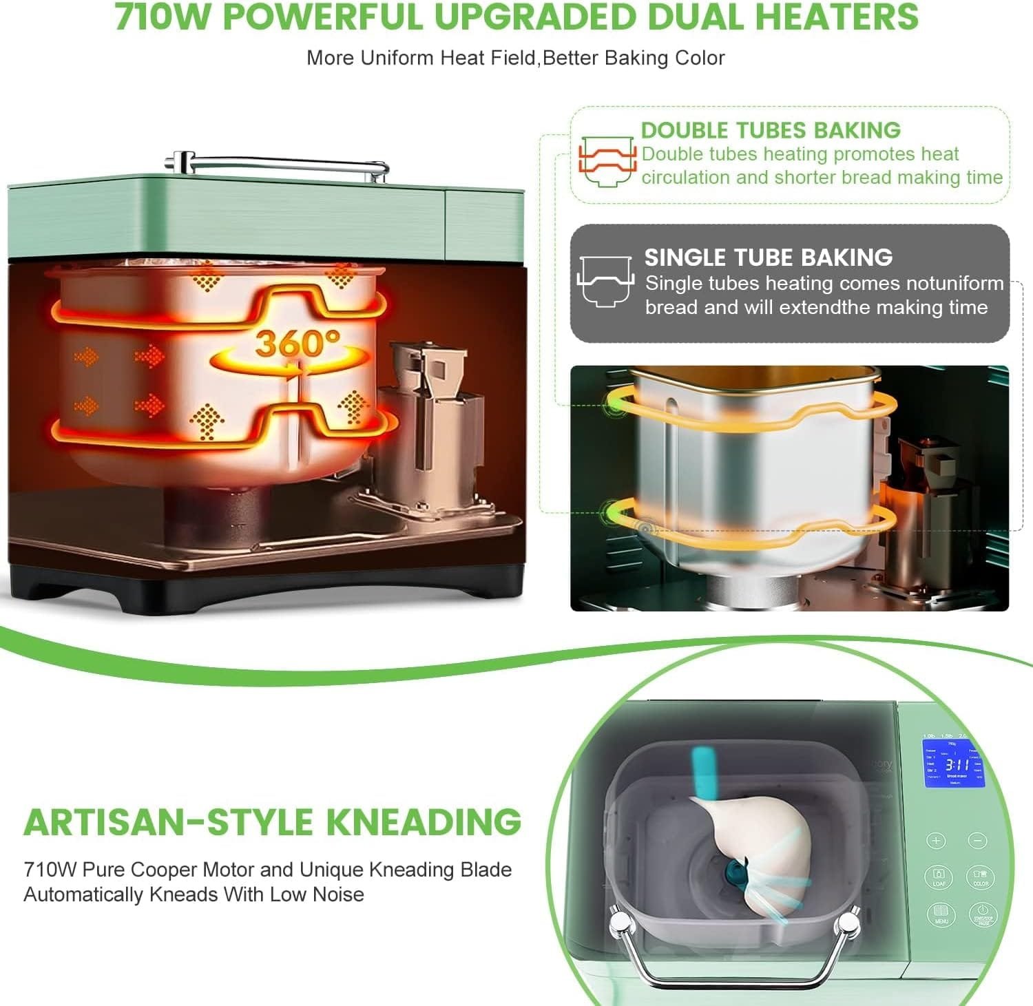 KEEPEEZ 2.2LB Large Bread Maker Machine-Dual Heaters, 17-in-1 Breadmaker with Gluten-Free, Pizza Dough, Jam, Auto Nut Dispenser,Ceramic PanTouch Panel, 3 Loaf Sizes 3 Crust Colors,15H Timer,Recipes KEEPEEZ 2.2LB Large Bread Maker Machine-Dual Heaters, 17-in-1 Breadmaker with Gluten-Free, Pizza Dough, Jam, Auto Nut Dispenser,Ceramic PanTouch Panel, 3 Loaf Sizes 3 Crust Colors,15H Timer,Recipes