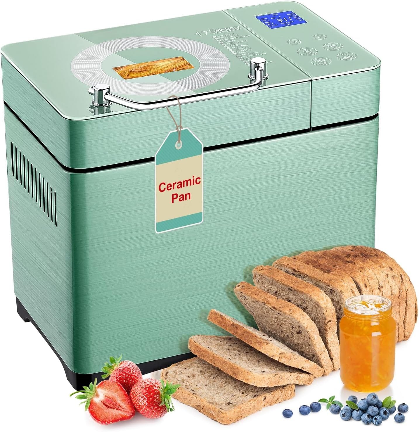 KEEPEEZ 2.2LB Large Bread Maker Machine-Dual Heaters, 17-in-1 Breadmaker with Gluten-Free, Pizza Dough, Jam, Auto Nut Dispenser,Ceramic PanTouch Panel, 3 Loaf Sizes 3 Crust Colors,15H Timer,Recipes KEEPEEZ 2.2LB Large Bread Maker Machine-Dual Heaters, 17-in-1 Breadmaker with Gluten-Free, Pizza Dough, Jam, Auto Nut Dispenser,Ceramic PanTouch Panel, 3 Loaf Sizes 3 Crust Colors,15H Timer,Recipes