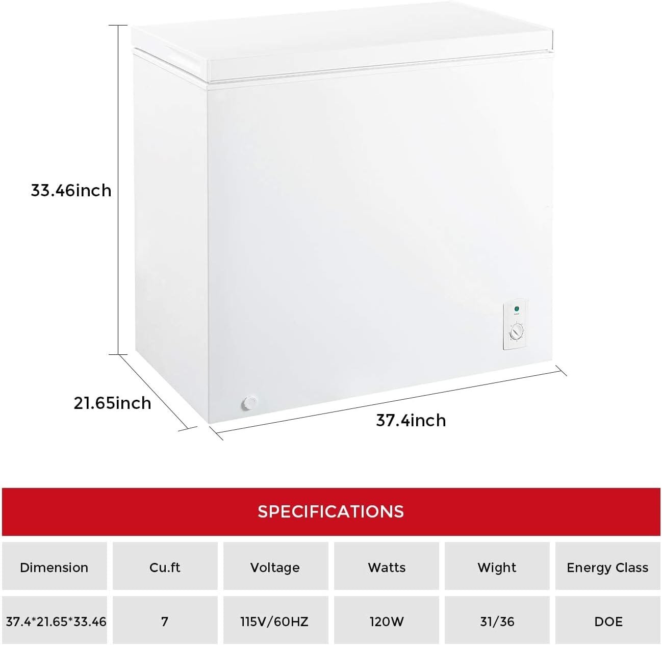 KEG 7.0 cu ft Top Chest Freezer with Adjustable Thermostat and Removable Storage Basket, Freezing Machine for Home and Kitchen KEG 7.0 cu ft Top Chest Freezer with Adjustable Thermostat and Removable Storage Basket, Freezing Machine for Home and Kitchen