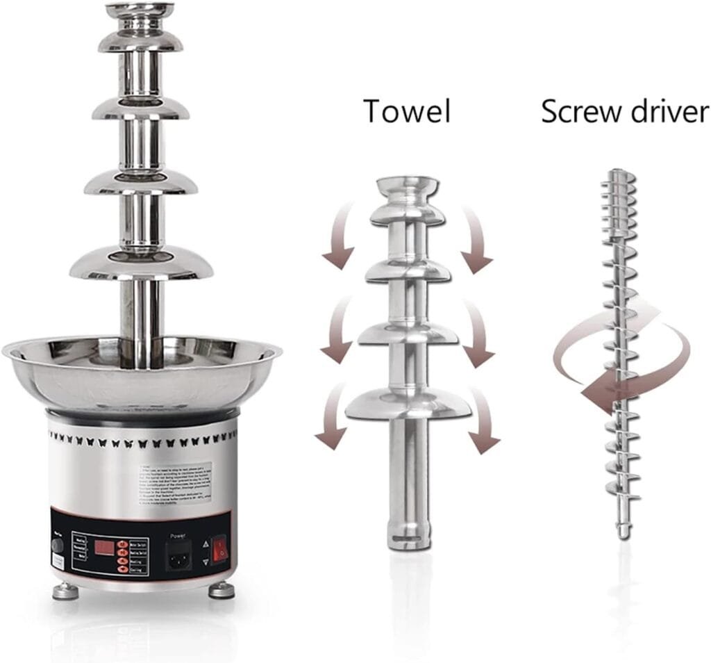 KELUNIS Chocolate Fondue Fountain for Party, Melting Chocolate Waterfall Machine with Warming Function Works 12Hours Continuously 4/5/6/7 Tiers Commercial Use,4 Tier KELUNIS Chocolate Fondue Fountain for Party, Melting Chocolate Waterfall Machine with Warming Function Works 12Hours Continuously 4/5/6/7 Tiers Commercial Use,4 Tier