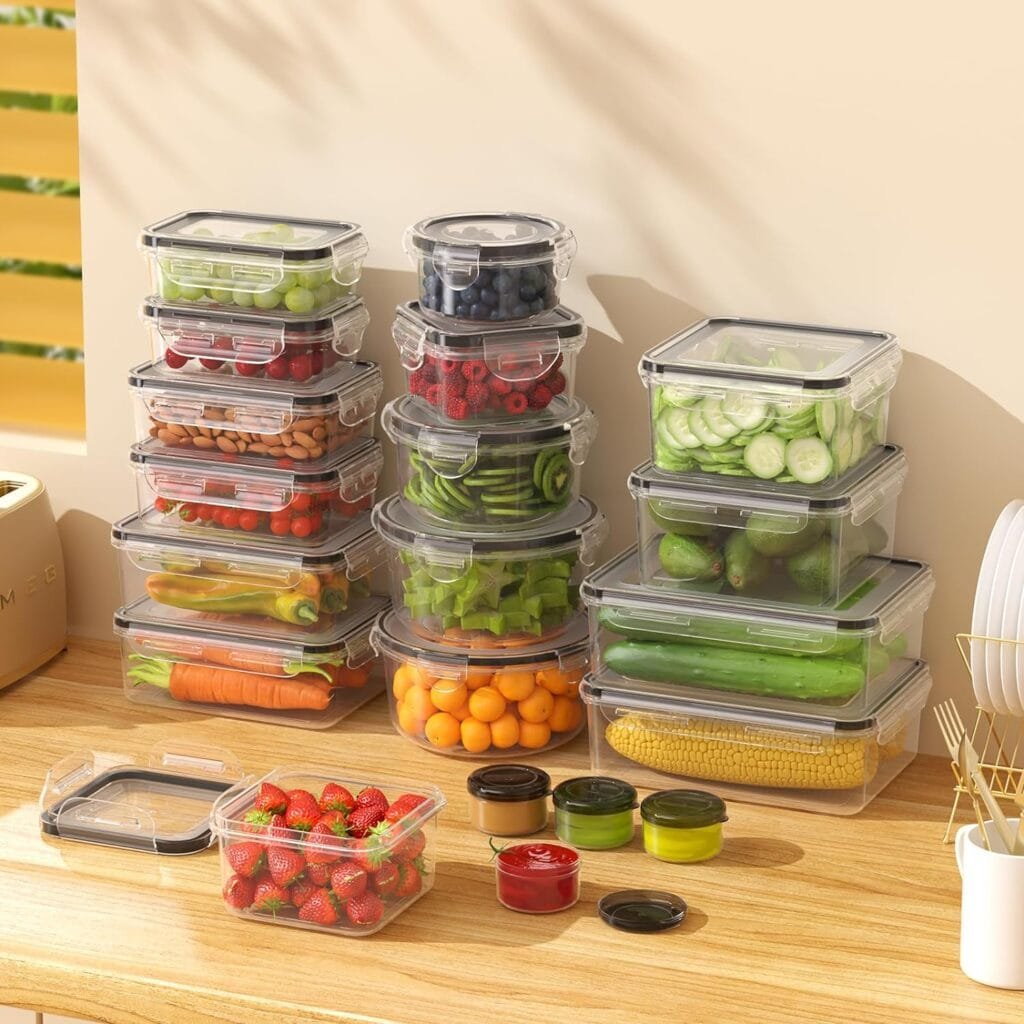 KEMETHY 40 Pcs Food Storage Containers with Lids Airtight (20 Containers 20 Lids), Plastic Meal Prep Container for Pantry Kitchen Organization, BPA-Free, Leak-Proof with Labels Marker Pen KEMETHY 40 Pcs Food Storage Containers with Lids Airtight (20 Containers 20 Lids), Plastic Meal Prep Container for Pantry Kitchen Organization, BPA-Free, Leak-Proof with Labels Marker Pen