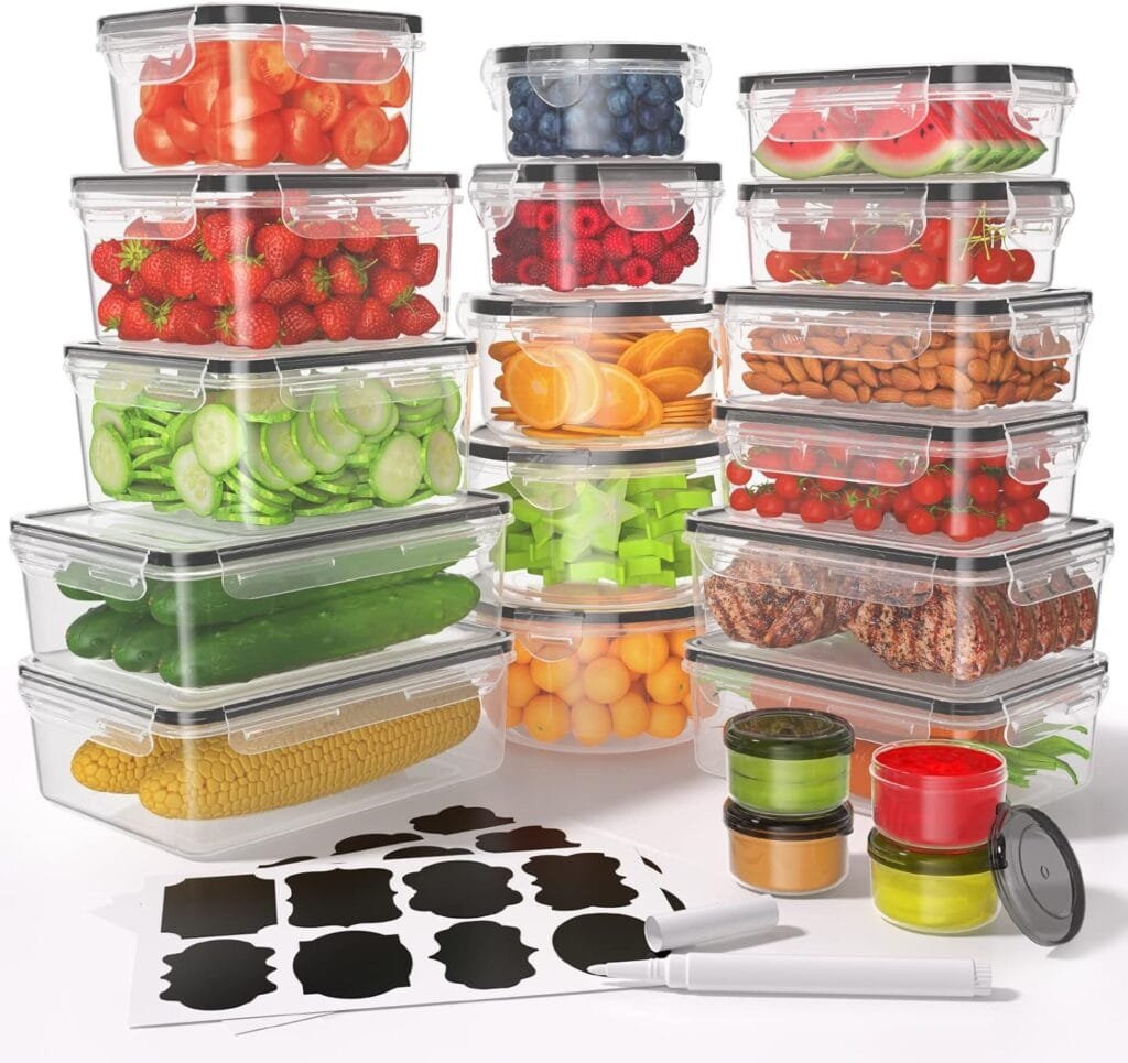 KEMETHY 40 Pcs Food Storage Containers with Lids Airtight (20 Containers 20 Lids), Plastic Meal Prep Container for Pantry Kitchen Organization, BPA-Free, Leak-Proof with Labels Marker Pen KEMETHY 40 Pcs Food Storage Containers with Lids Airtight (20 Containers 20 Lids), Plastic Meal Prep Container for Pantry Kitchen Organization, BPA-Free, Leak-Proof with Labels Marker Pen