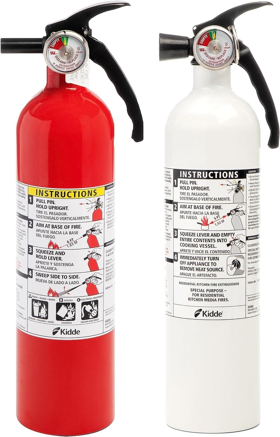 Kidde Kitchen Fire Extinguishers for Home Office Use, 2 Pack: One 1-A:10-B:C and One Specialty Kitchen Extinguisher, Wall Mount Strap Brackets Included Kidde Kitchen Fire Extinguishers for Home Office Use, 2 Pack: One 1-A:10-B:C and One Specialty Kitchen Extinguisher, Wall Mount Strap Brackets Included