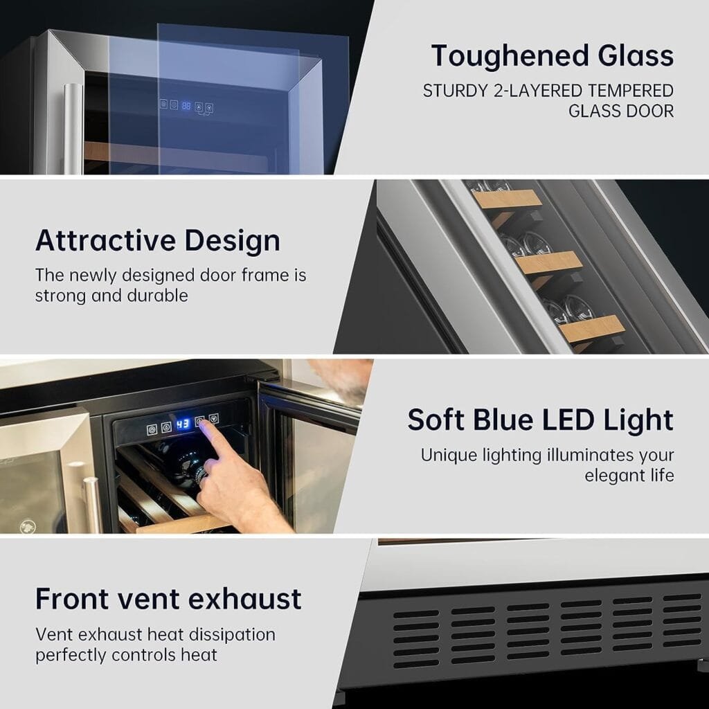 KingChii 12 Bottle Thermoelectric Wine Cooler Refrigerator Advanced Cooling Technology, Stainless Steel  Tempered Glass For Red Wine, Champagne for Home, Kitchen, or Office KingChii 12 Bottle Thermoelectric Wine Cooler Refrigerator Advanced Cooling Technology, Stainless Steel  Tempered Glass For Red Wine, Champagne for Home, Kitchen, or Office